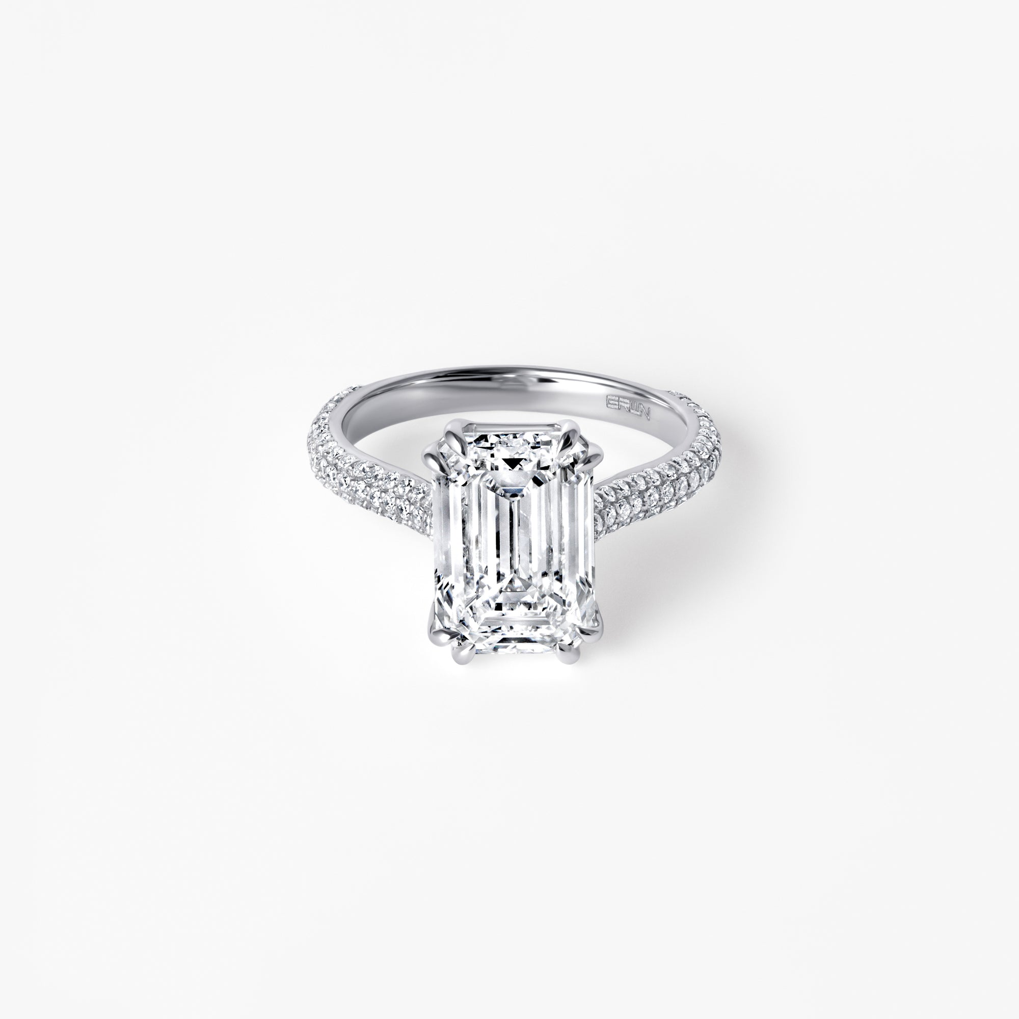 4.42CT Emerald Triple Row Pavé Engagement Ring