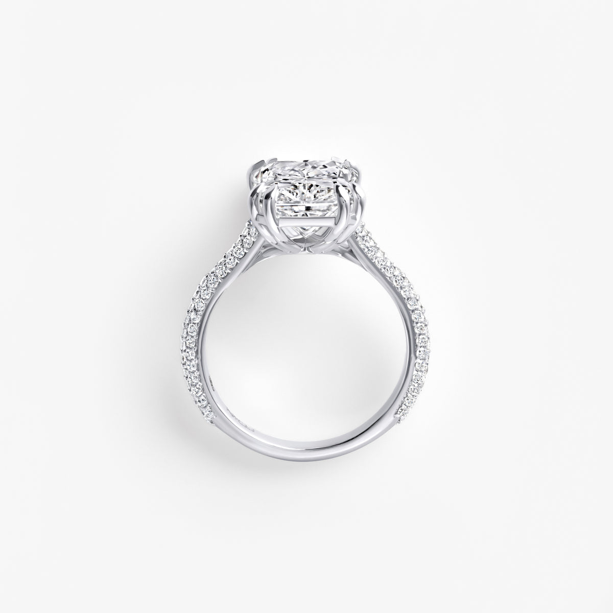 5.08CT Radiant Triple Row Pavé Engagement Ring