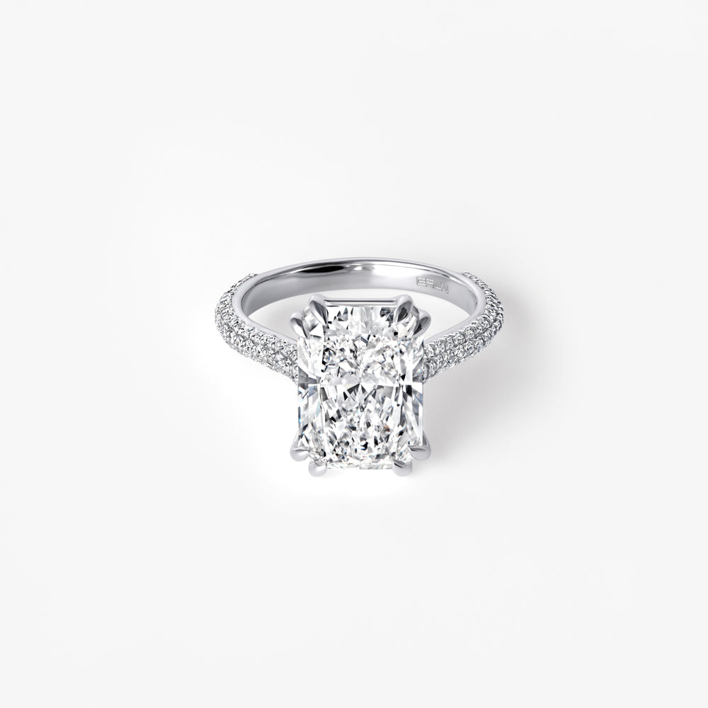 5.08CT Radiant Triple Row Pavé Engagement Ring