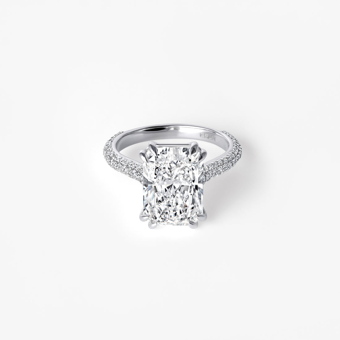 5.08CT Radiant Triple Row Pavé Engagement Ring