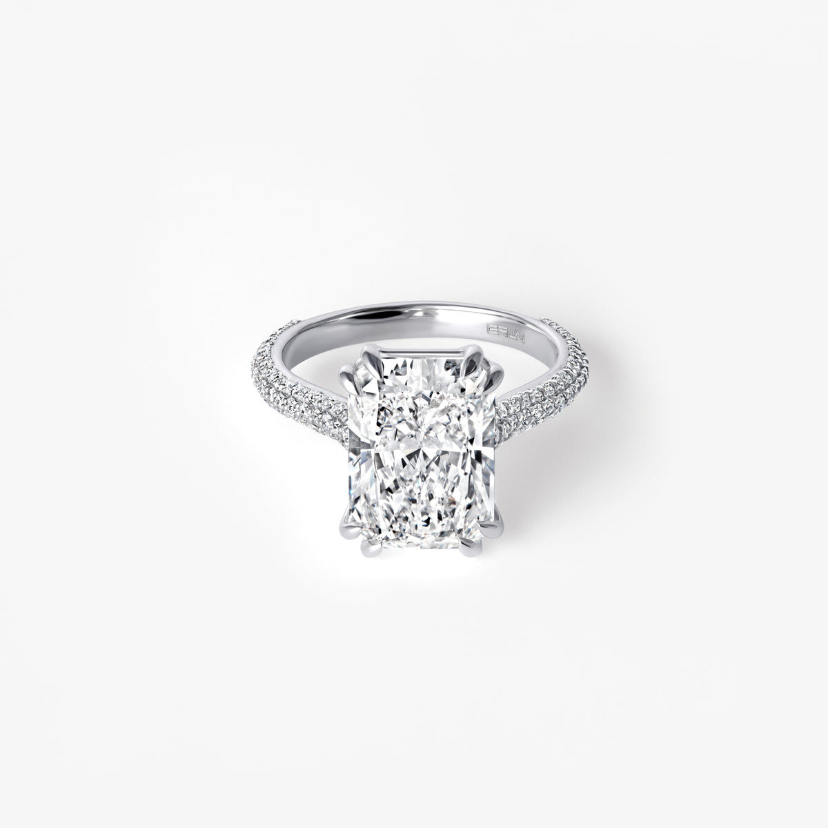5.08CT Radiant Triple Row Pavé Engagement Ring