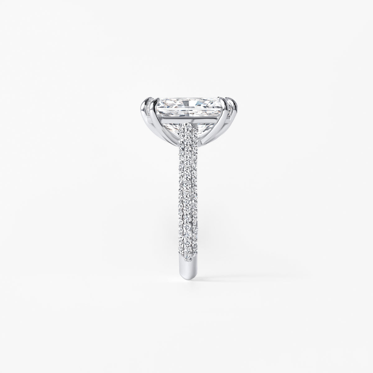 5.08CT Radiant Triple Row Pavé Engagement Ring