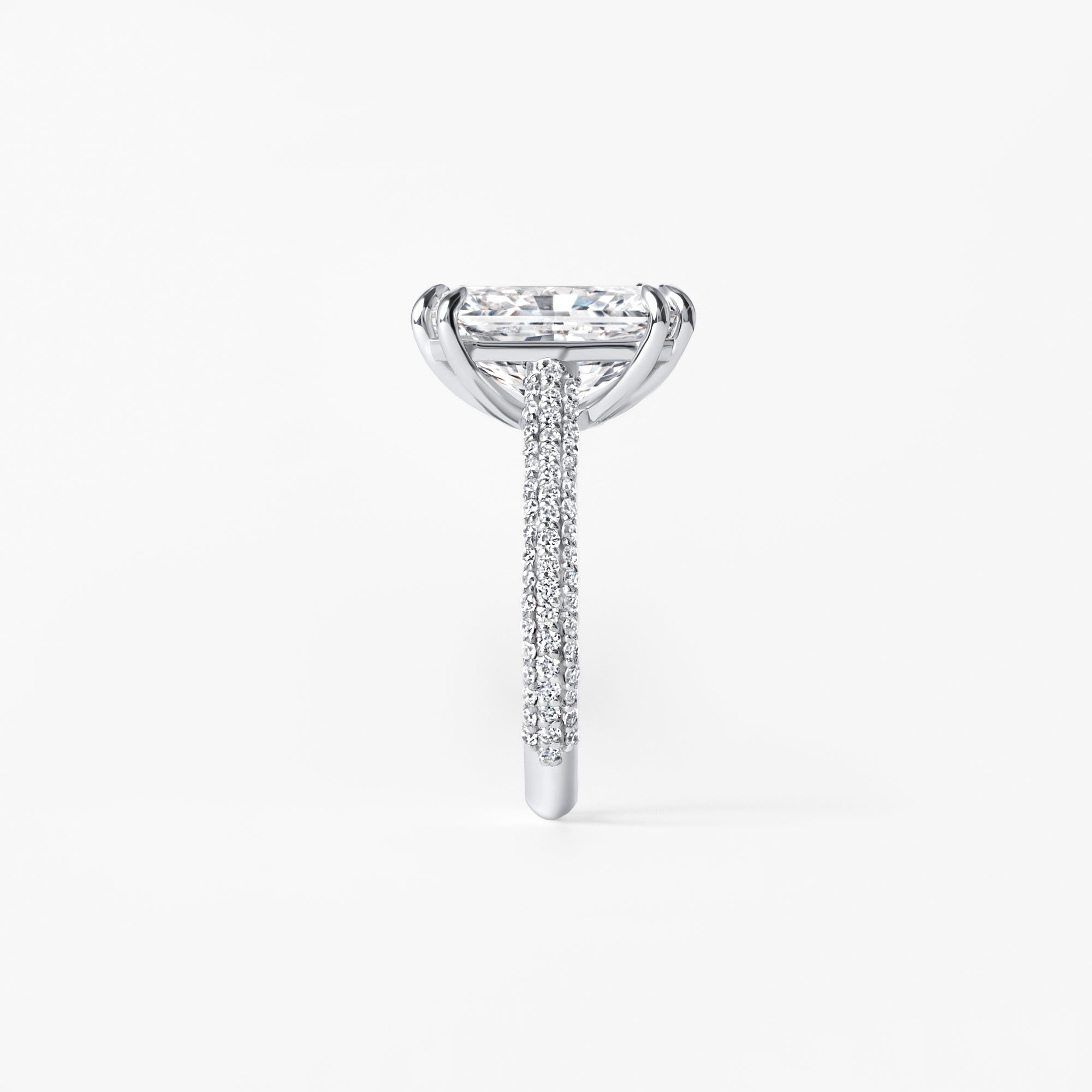 5.08CT Radiant Triple Row Pavé Engagement Ring