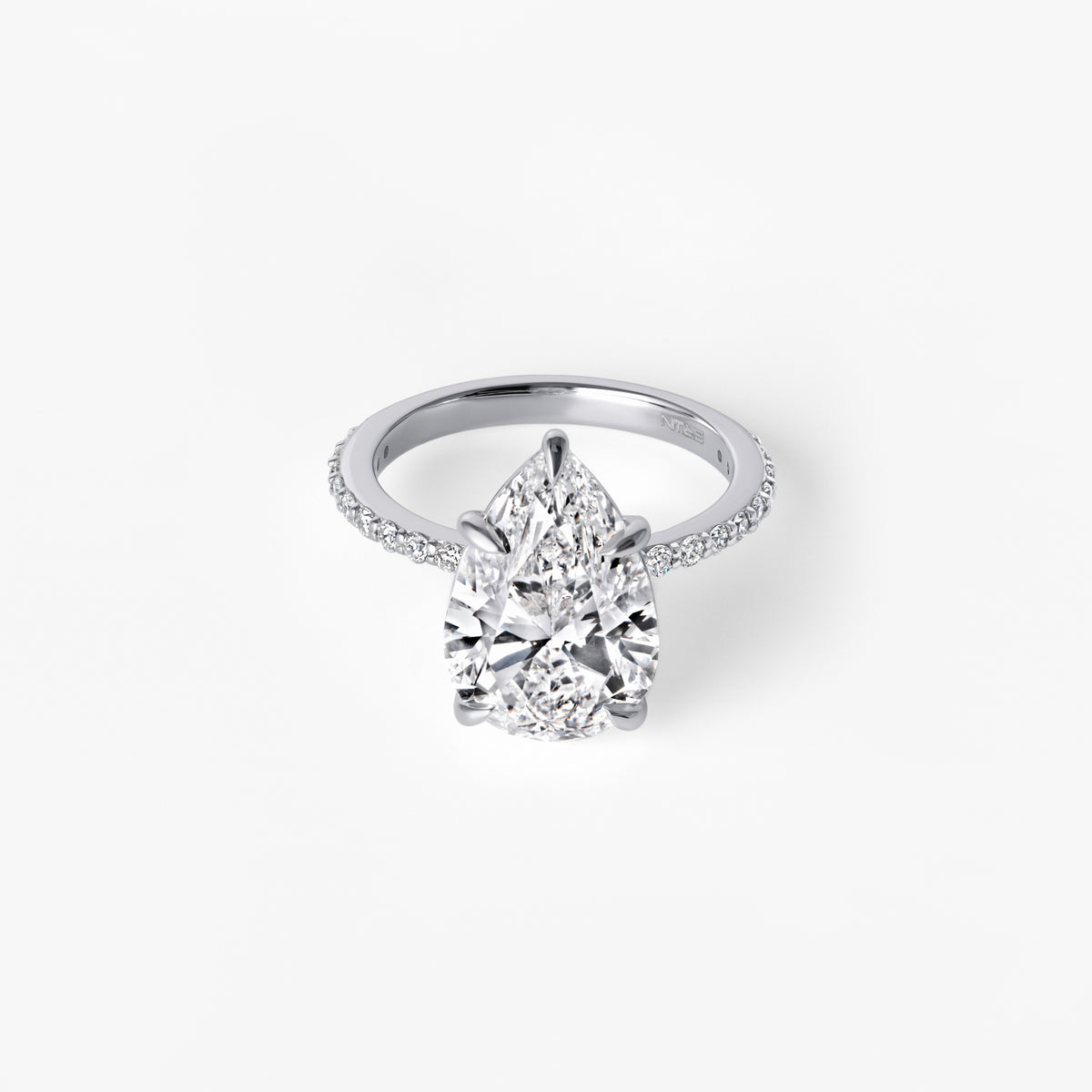 5.12CT Pear Pavé Engagement Ring