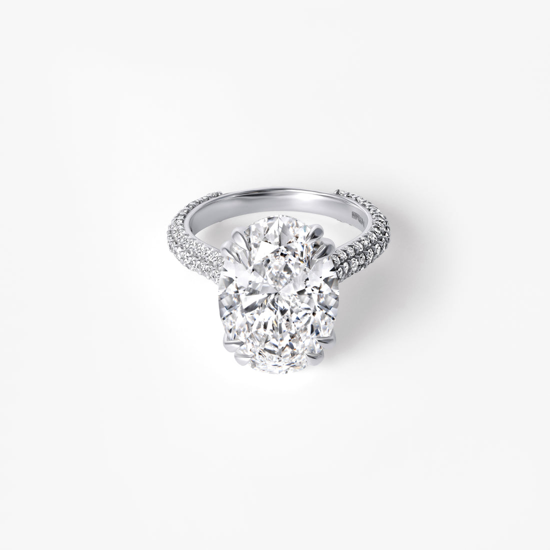 7.01CT Oval Triple Row Pavé Engagement Ring