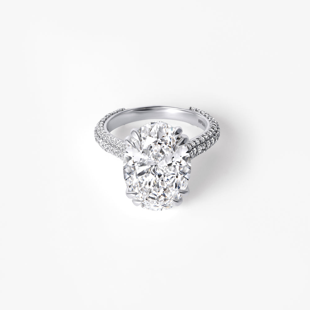 7.01CT Oval Triple Row Pavé Engagement Ring