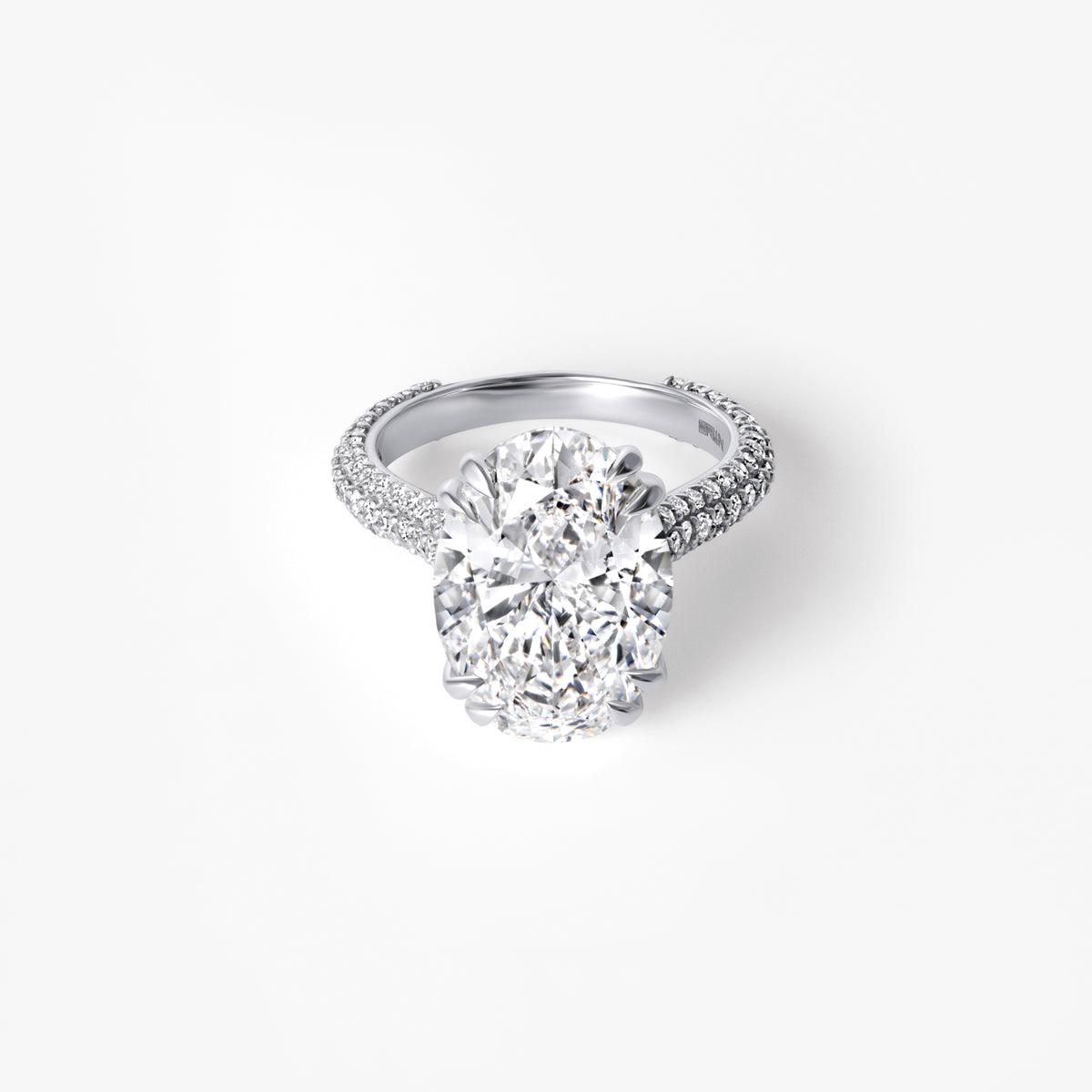 7.01CT Oval Triple Row Pavé Engagement Ring