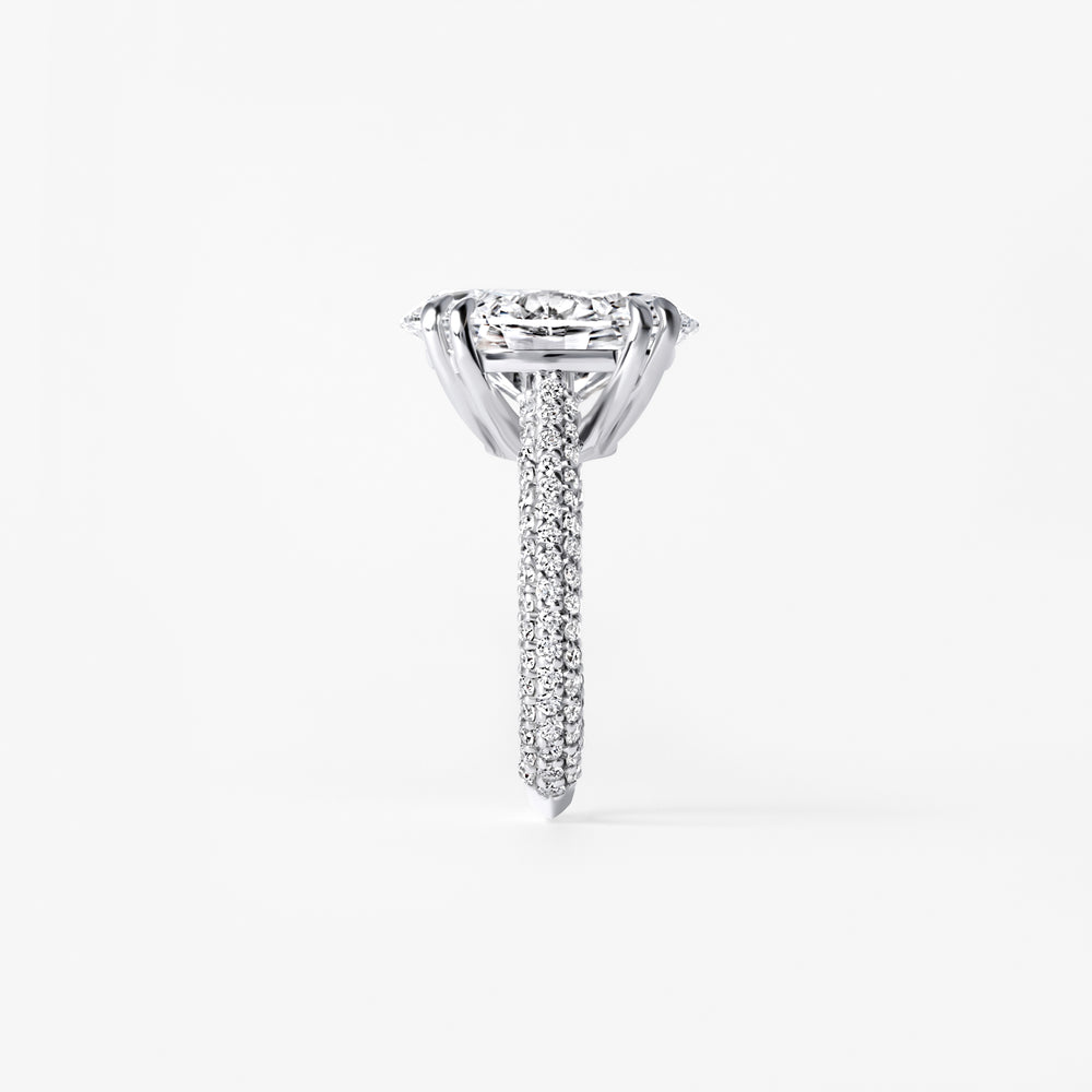 7.01CT Oval Triple Row Pavé Engagement Ring