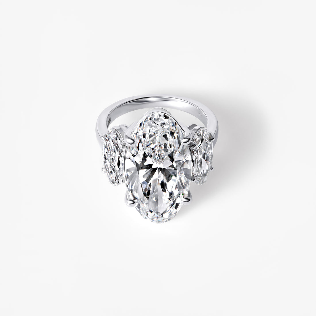 9.77CT Moval Three Stone Engagement Ring