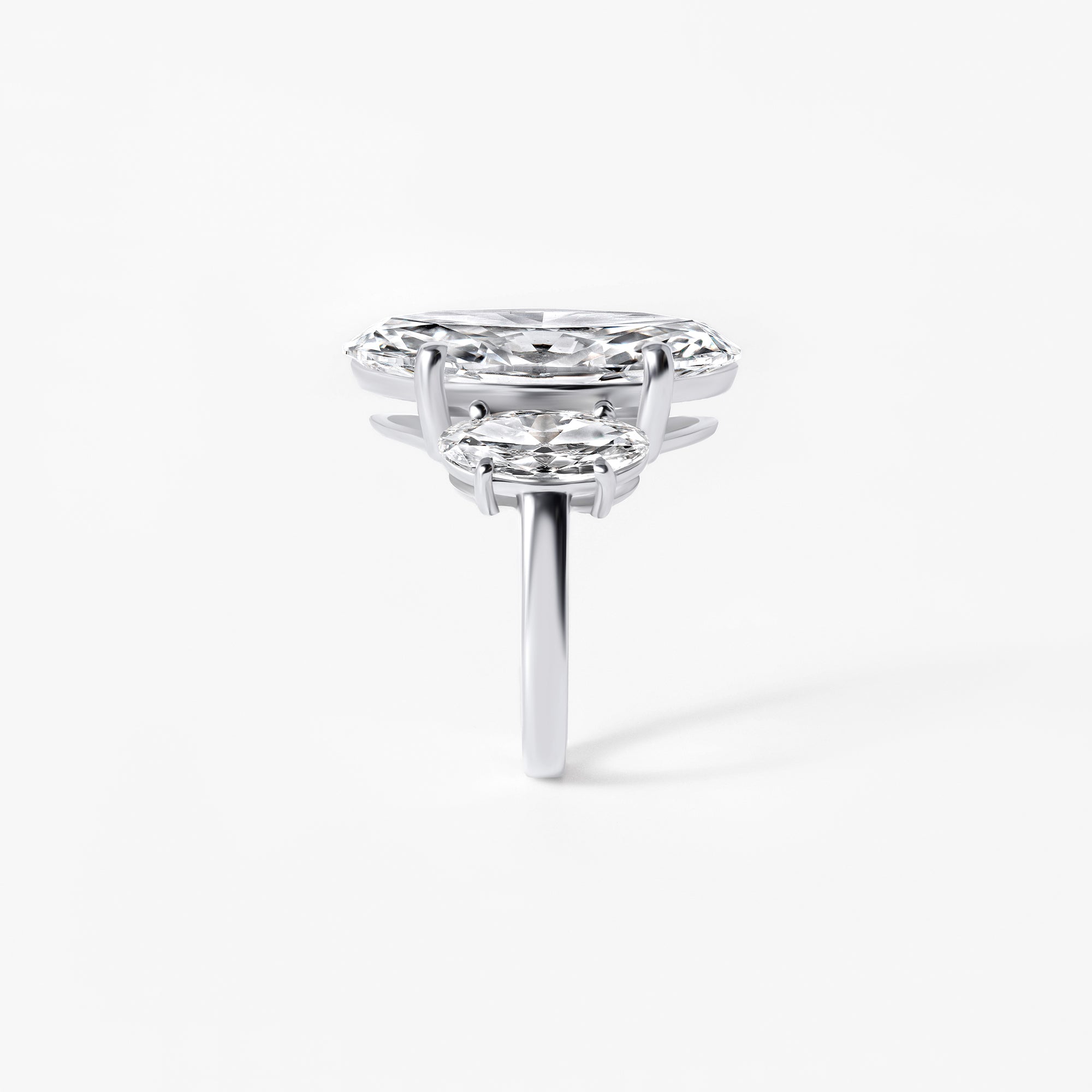 9.77CT Moval Three Stone Engagement Ring