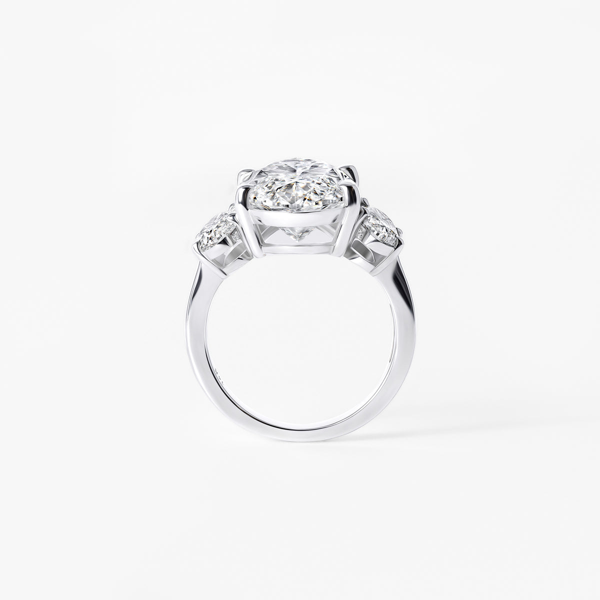 9.77CT Moval Three Stone Engagement Ring