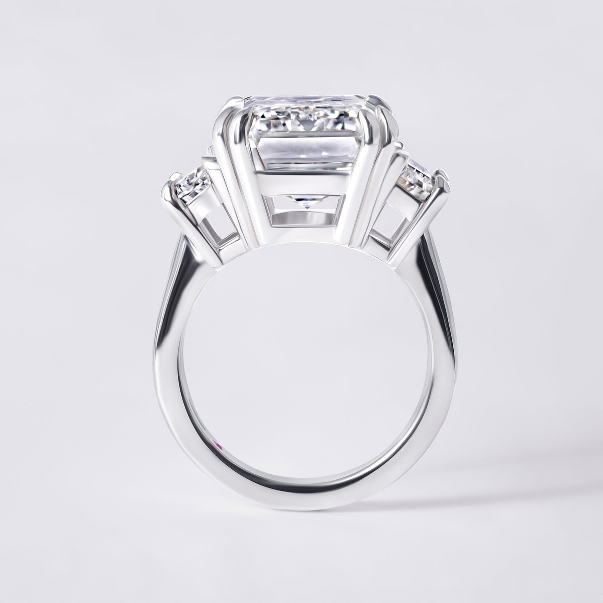 Bespoke Emerald (12.67CT) with Trapezoid Side Stones, Platinum