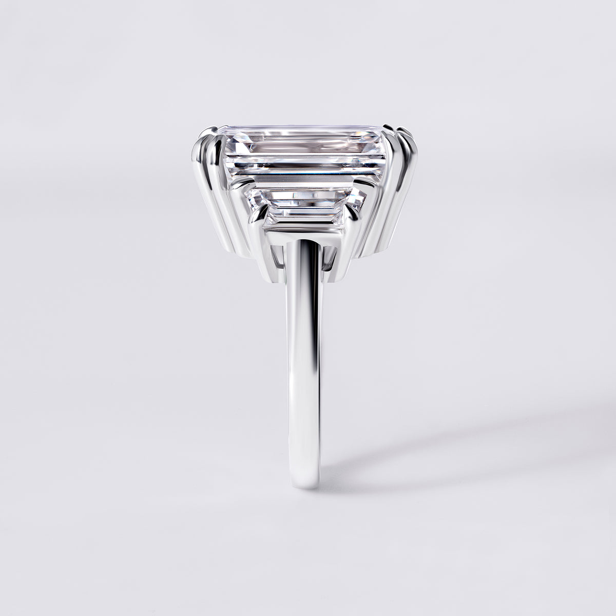 Bespoke Emerald (12.67CT) with Trapezoid Side Stones, Platinum