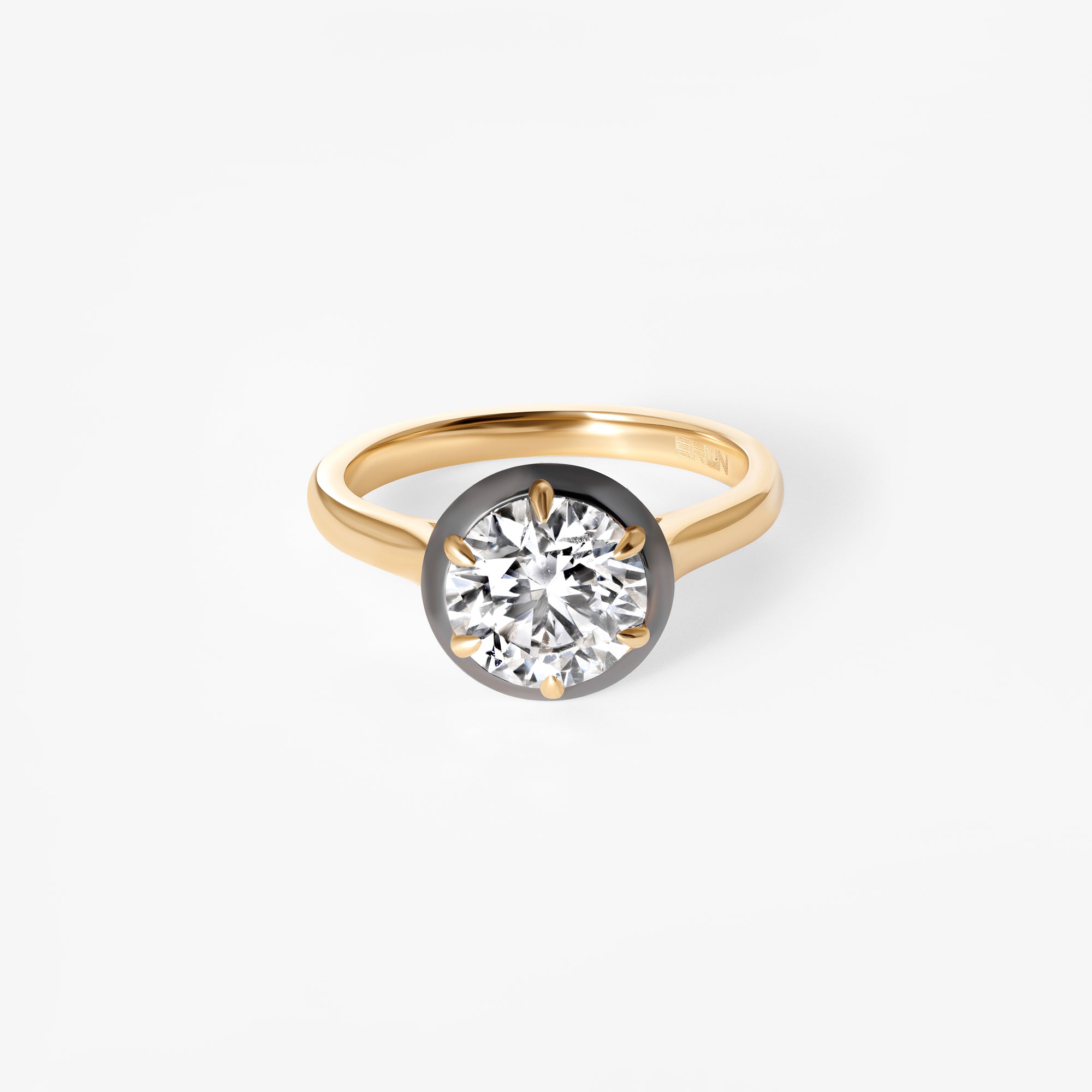 2.00CT Round Black Rhodium Bezel Engagement Ring