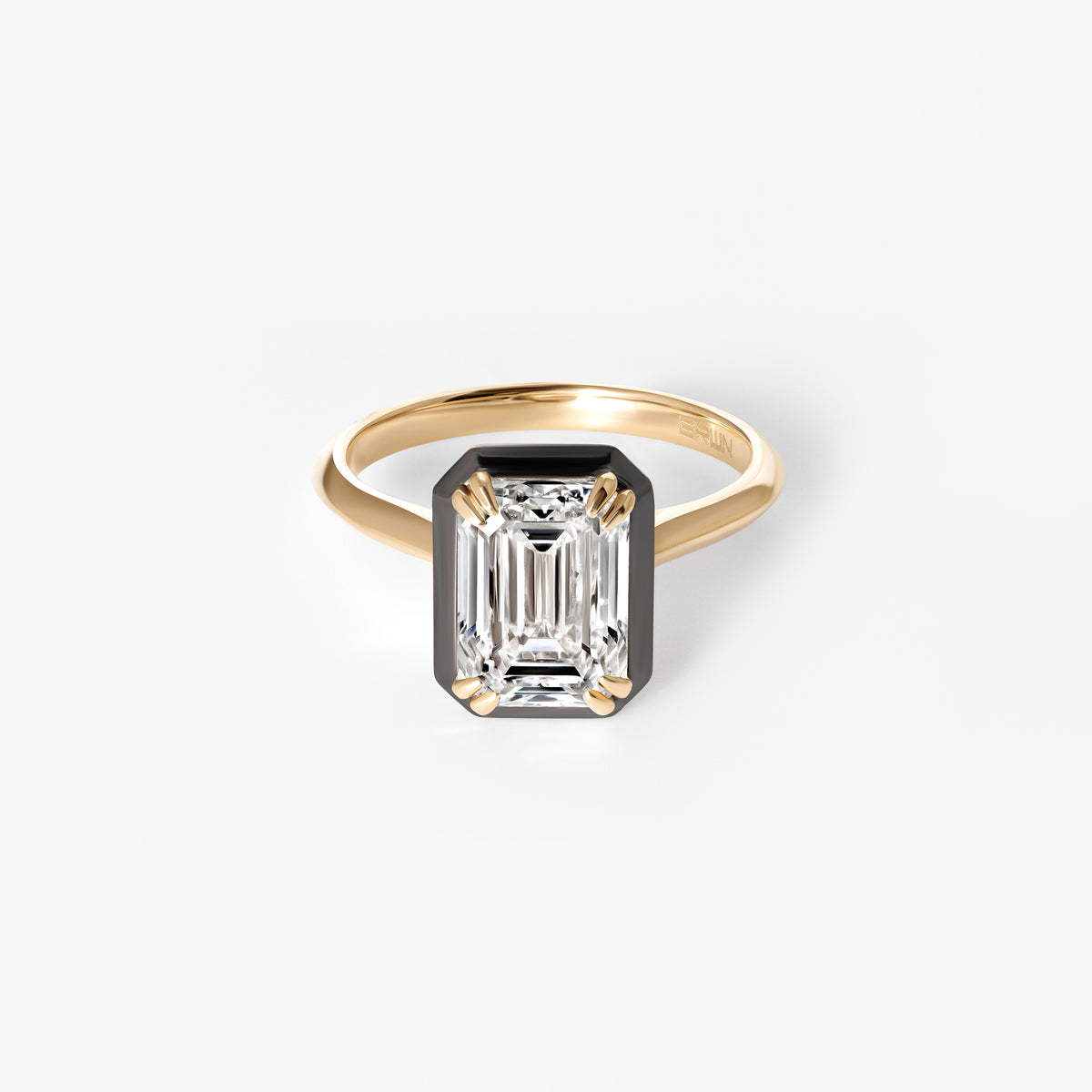 3.00CT Emerald Black Rhodium Bezel Engagement Ring