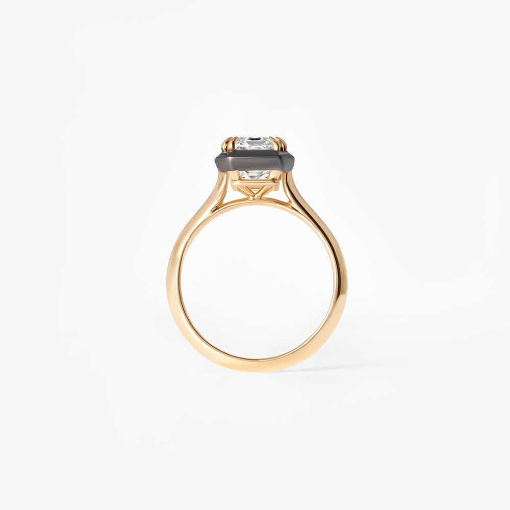 3.00CT Emerald Black Rhodium Bezel Engagement Ring