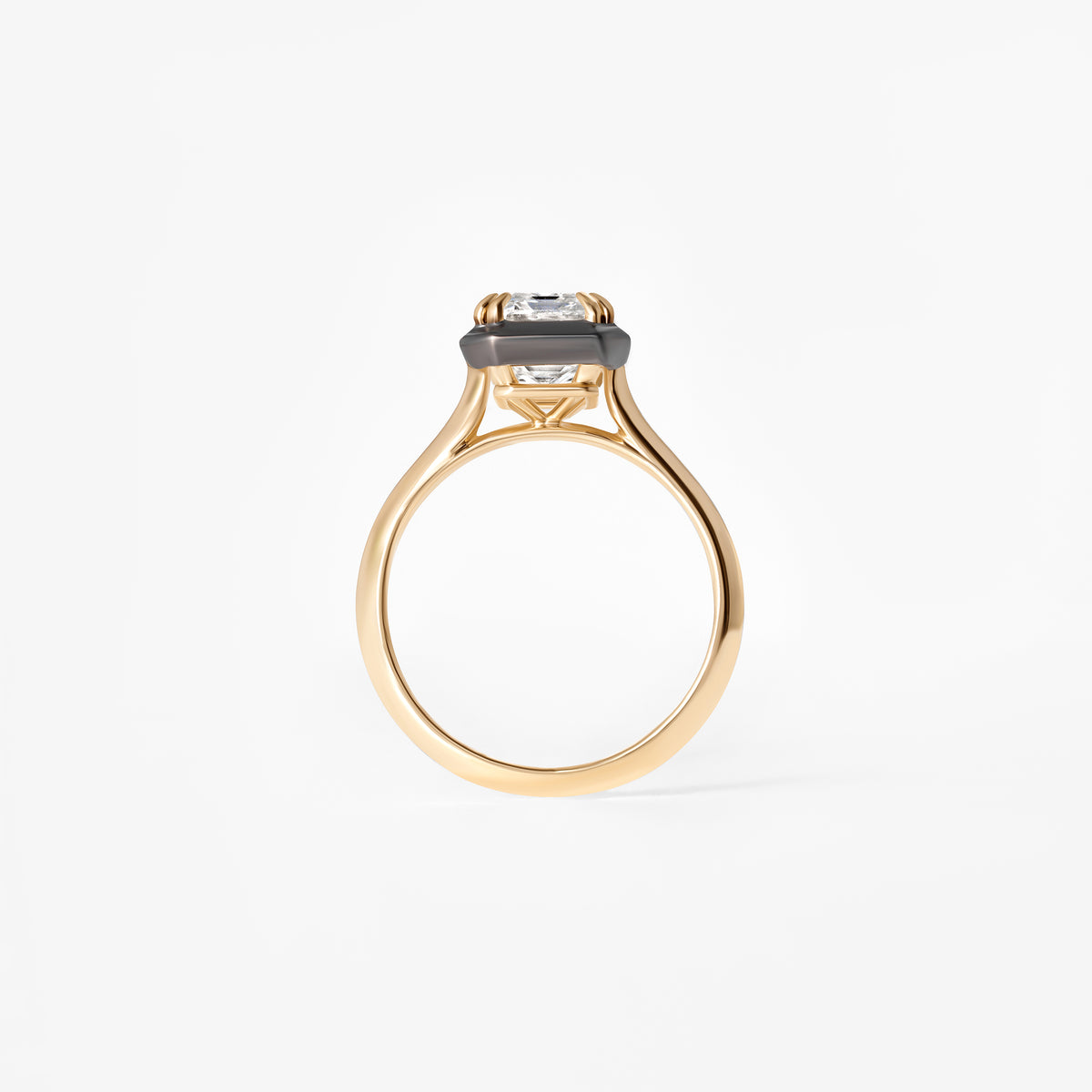 3.00CT Emerald Black Rhodium Bezel Engagement Ring