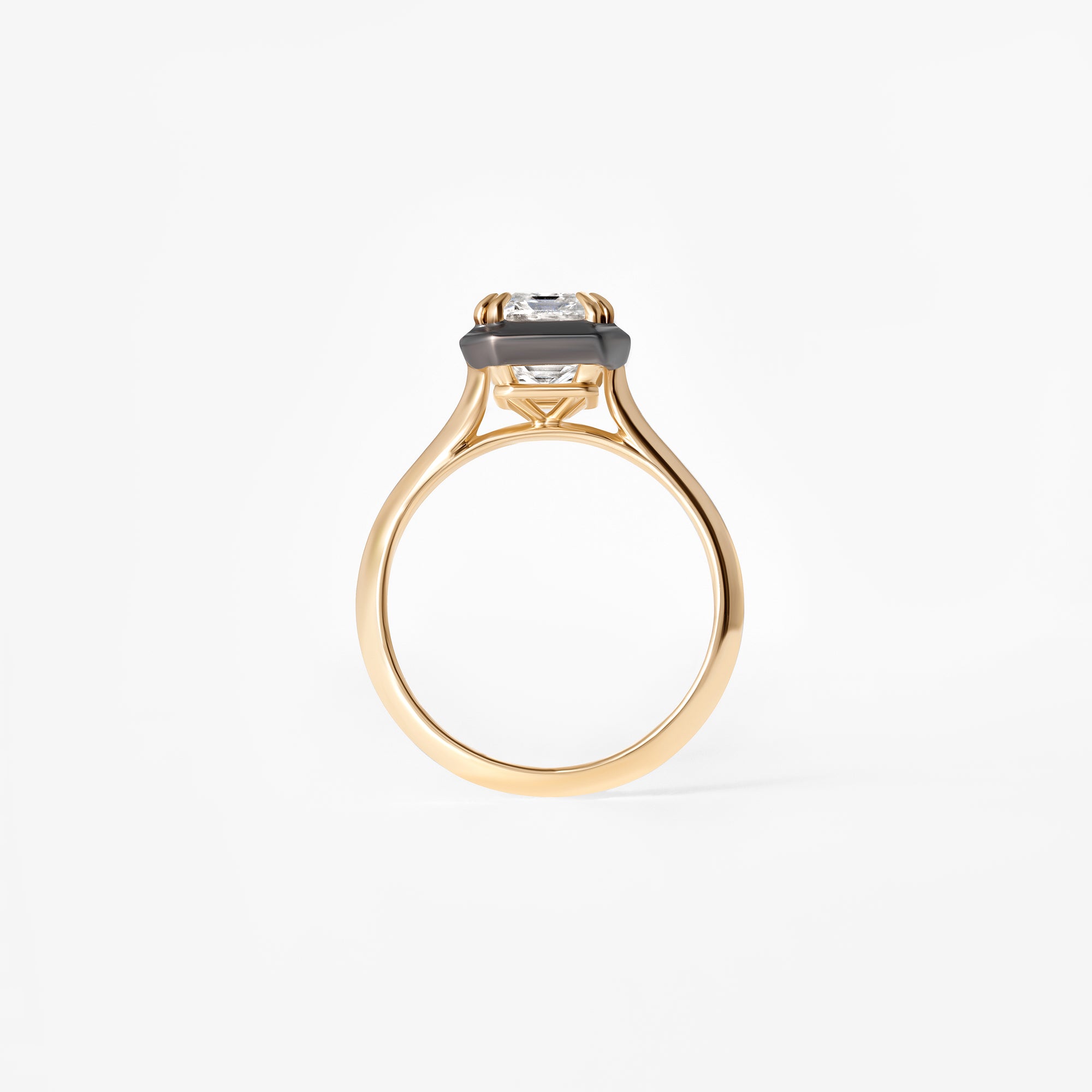 3.00CT Emerald Black Rhodium Bezel Engagement Ring