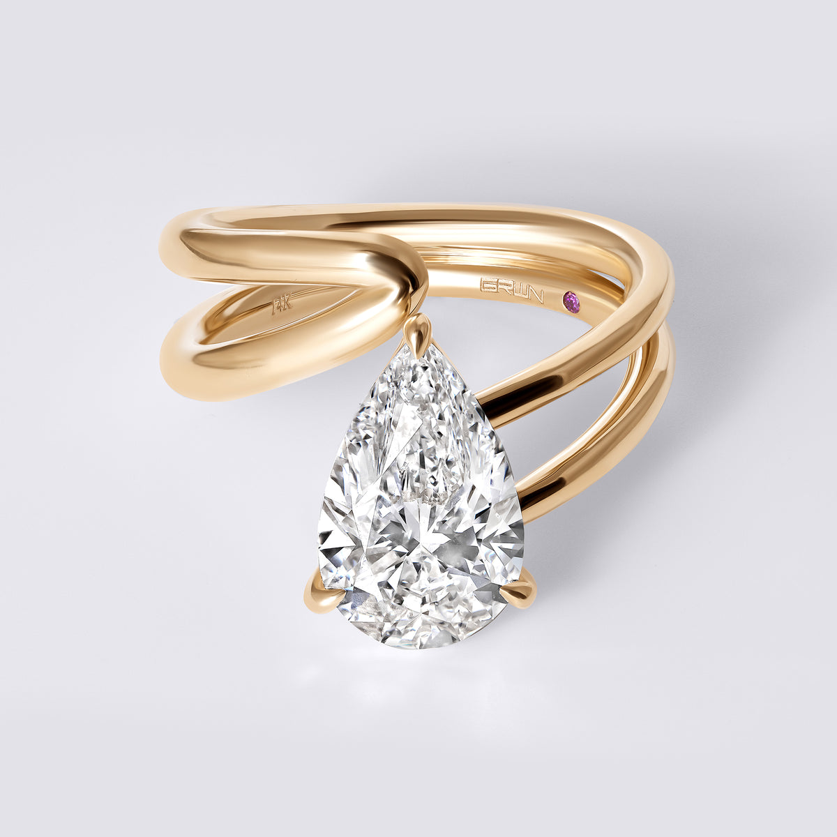 Bespoke 3.07 CTW Pear Diamond Swirl Engagement Ring