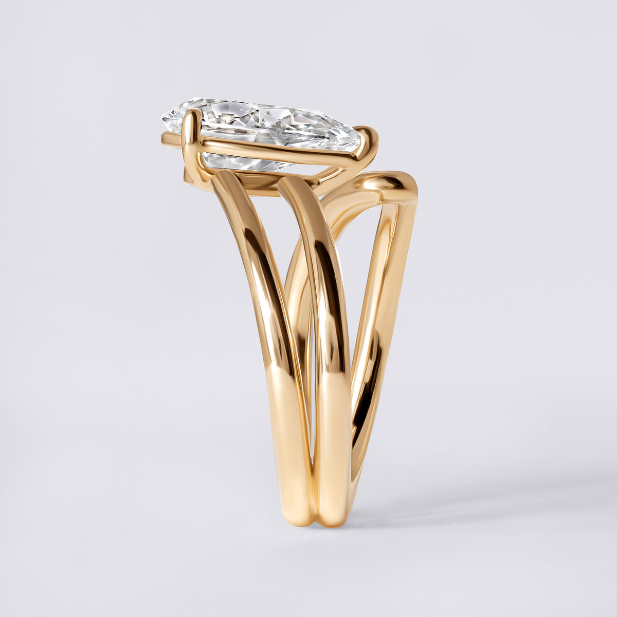 Bespoke 3.07 CTW Pear Diamond Swirl Engagement Ring