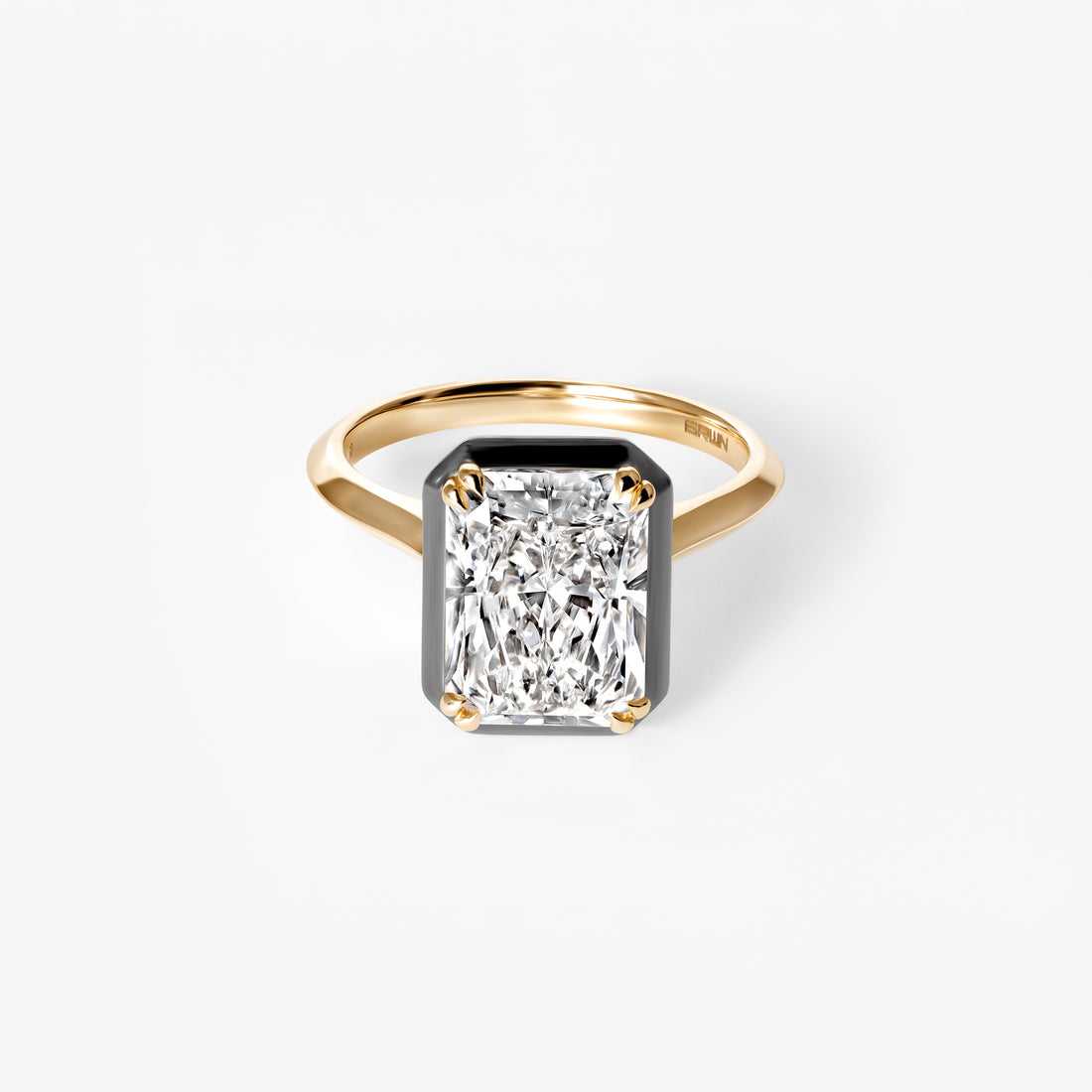 4.06CT Radiant Black Rhodium Bezel Engagement Ring
