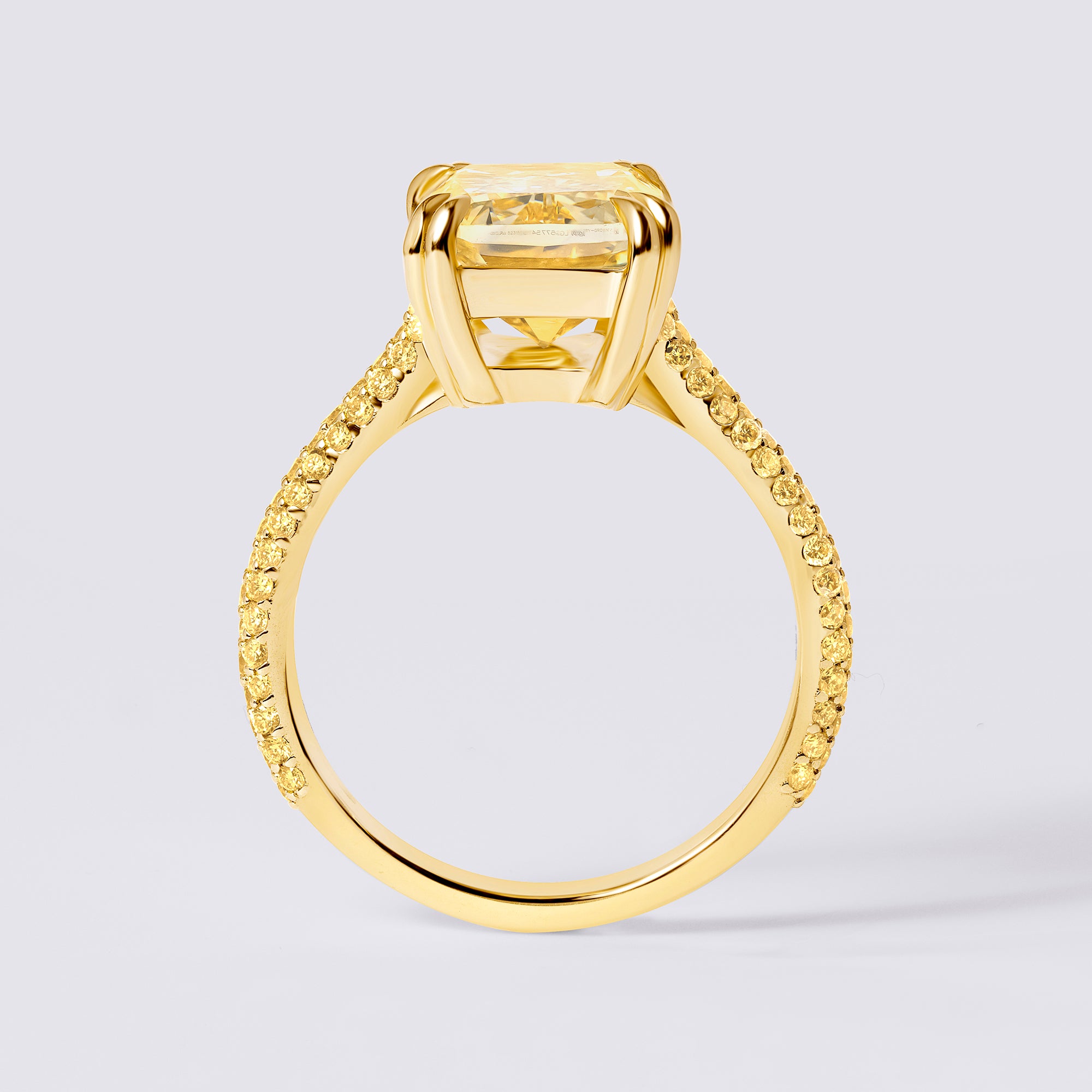 Bespoke 6.24CTW (5.5CT) Crisscross Triple Row Yellow Pave Engagement Ring, Yellow Gold