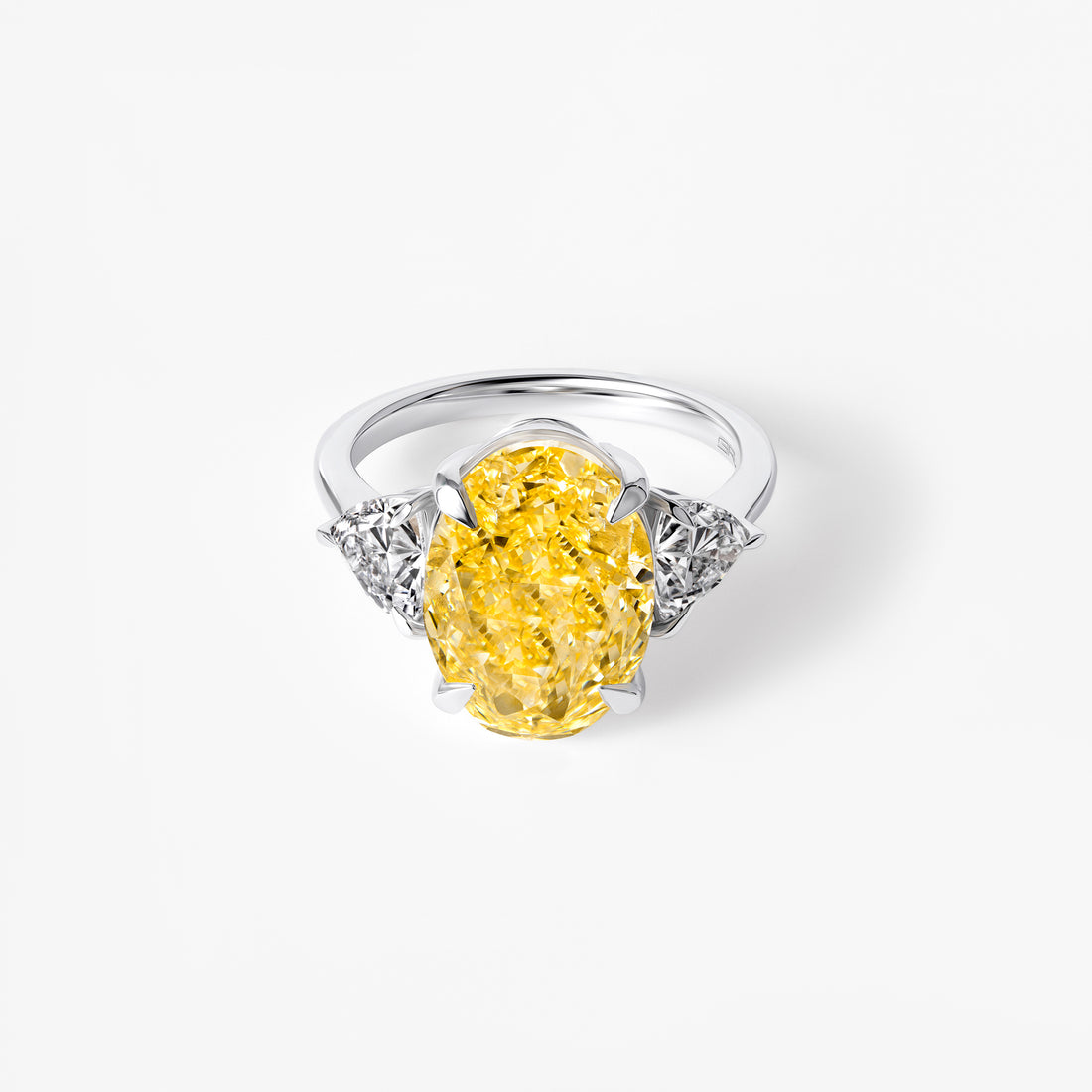6.57CT Yellow Oval Three Stone Engagement Ring