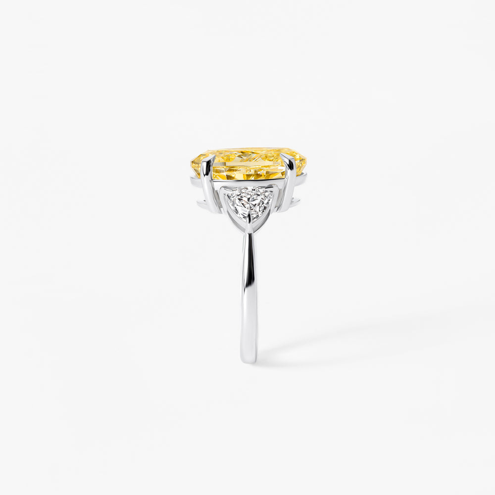 6.57CT Yellow Oval Three Stone Engagement Ring