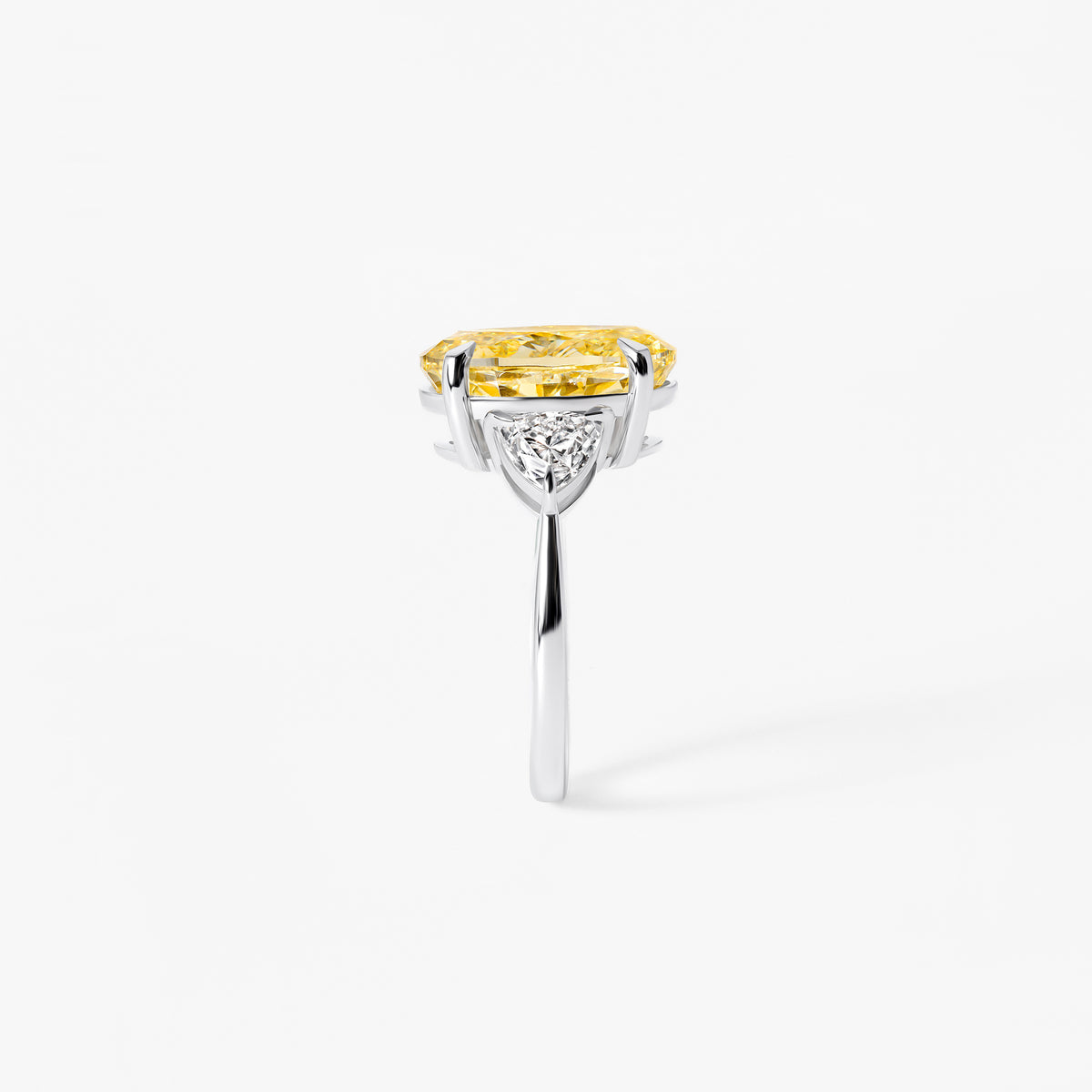 6.57CT Yellow Oval Three Stone Engagement Ring