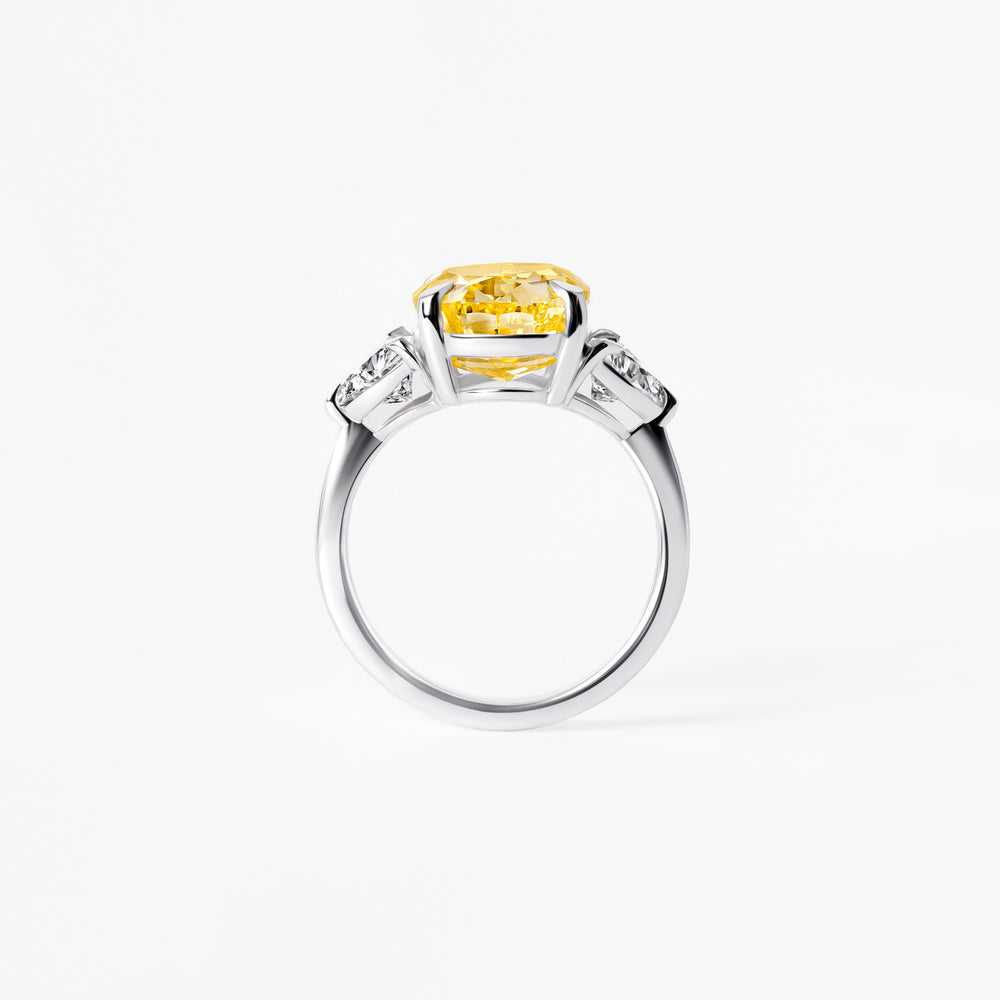 6.57CT Yellow Oval Three Stone Engagement Ring