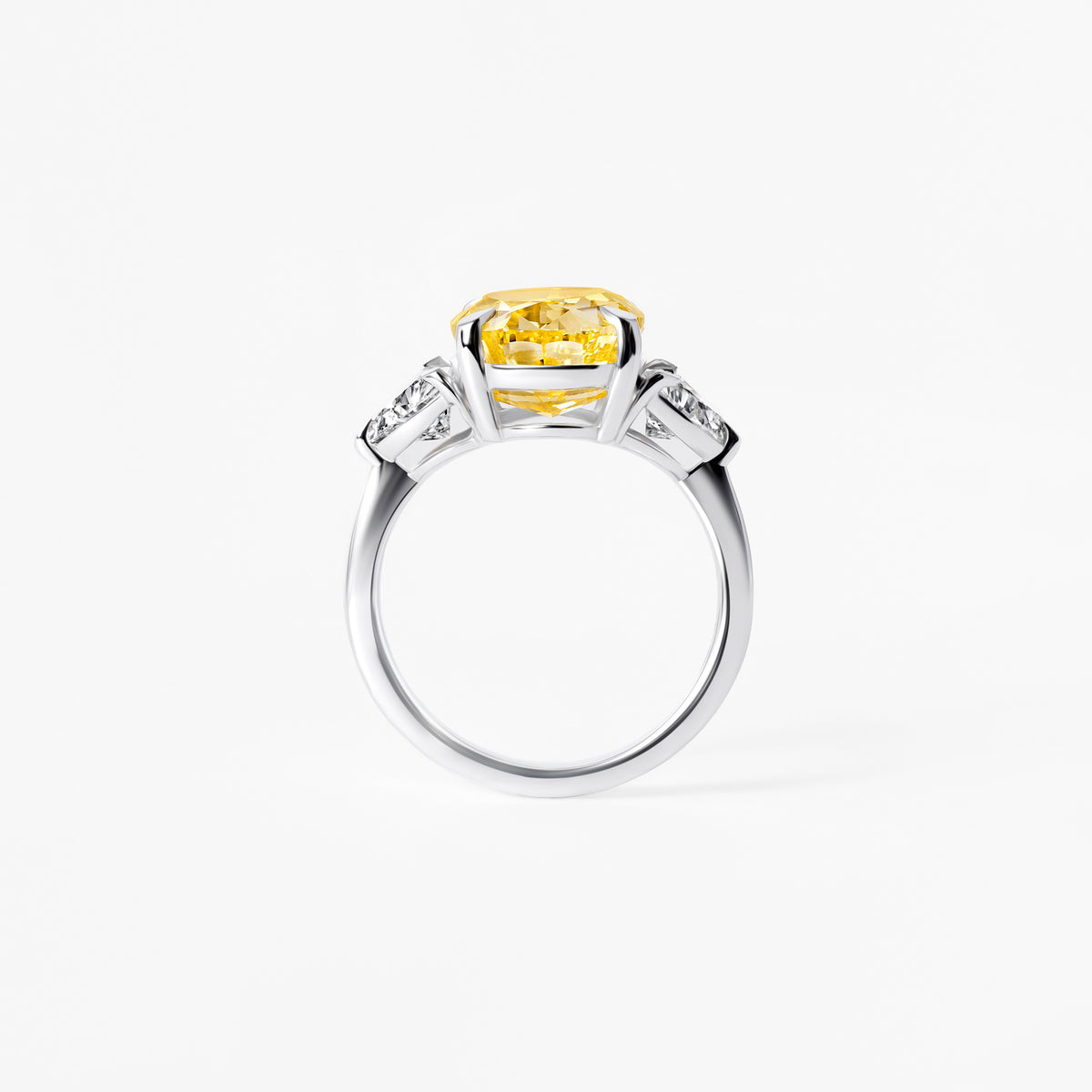 6.57CT Yellow Oval Three Stone Engagement Ring