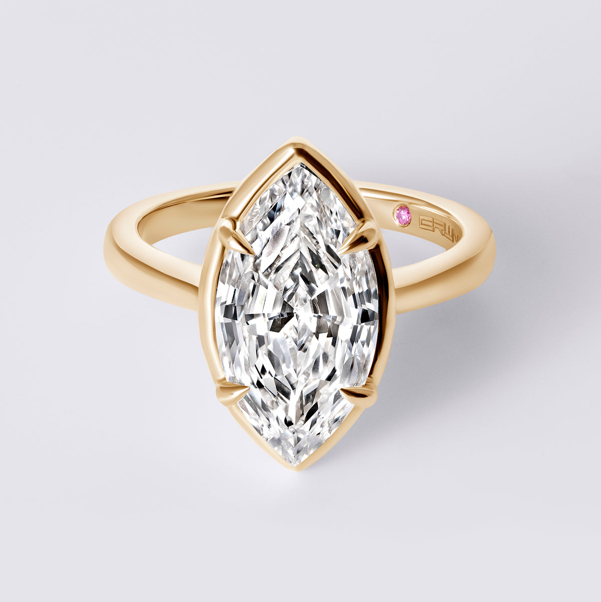 Bespoke Step Cut Marquise (4.10CTW) Bezel and 4 Prong Ring , Yellow Gold