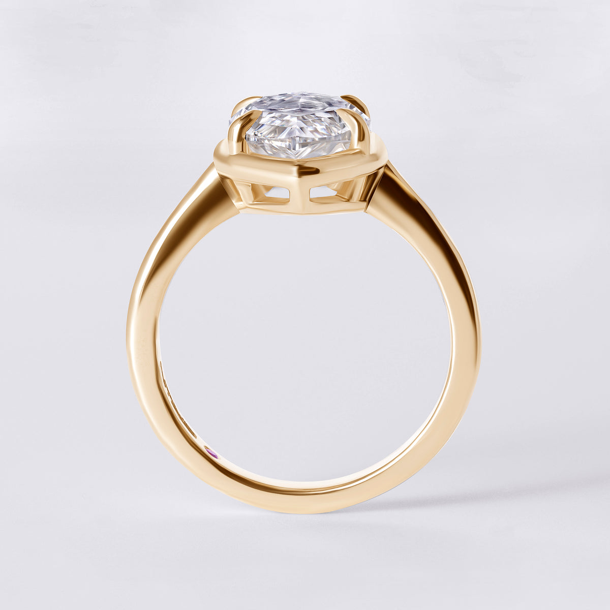 Bespoke Step Cut Marquise (4.10CTW) Bezel and 4 Prong Ring , Yellow Gold