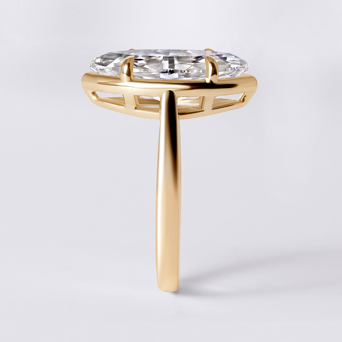 Bespoke Step Cut Marquise (4.10CTW) Bezel and 4 Prong Ring , Yellow Gold