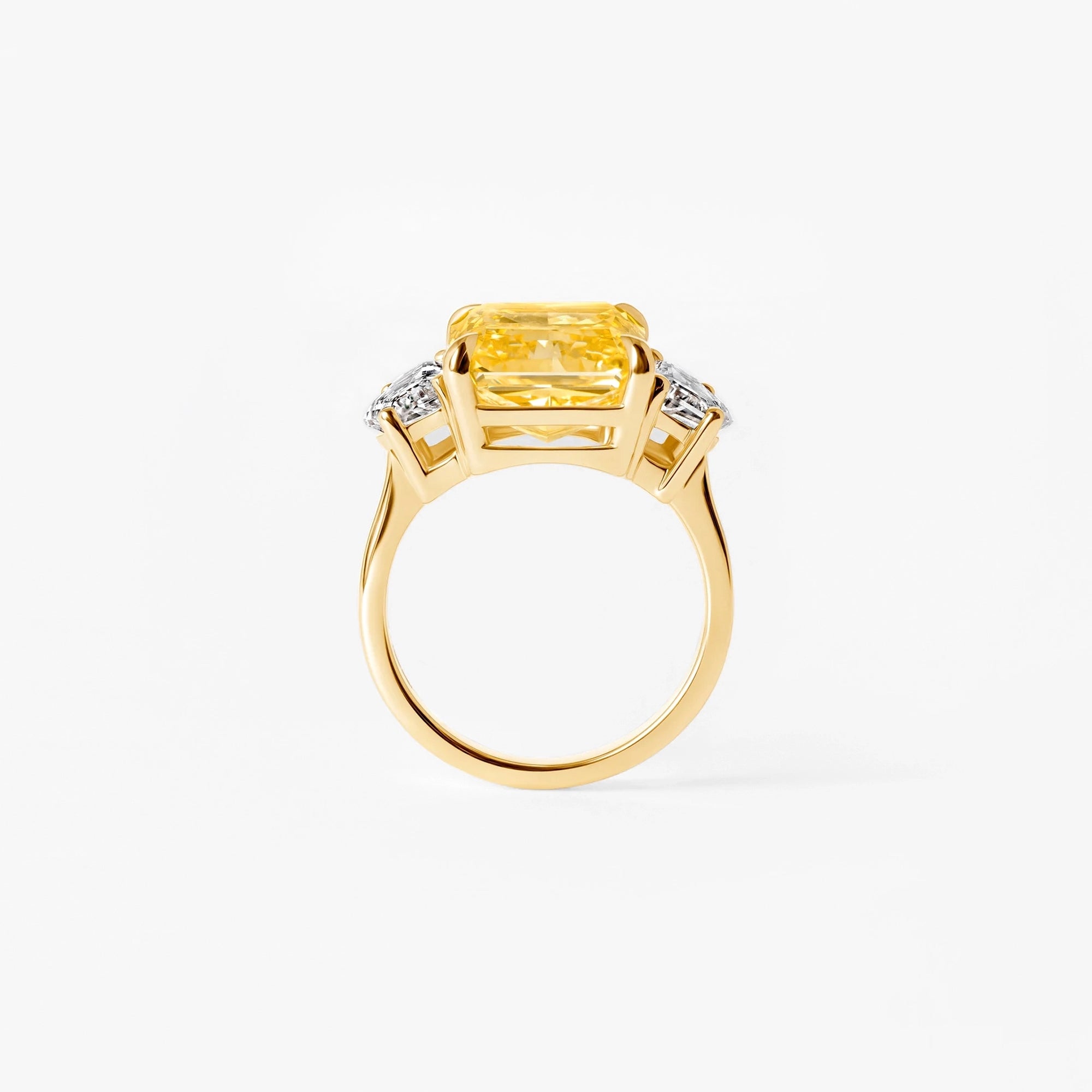 9.04CT Yellow Radiant Three Stone Engagement Ring