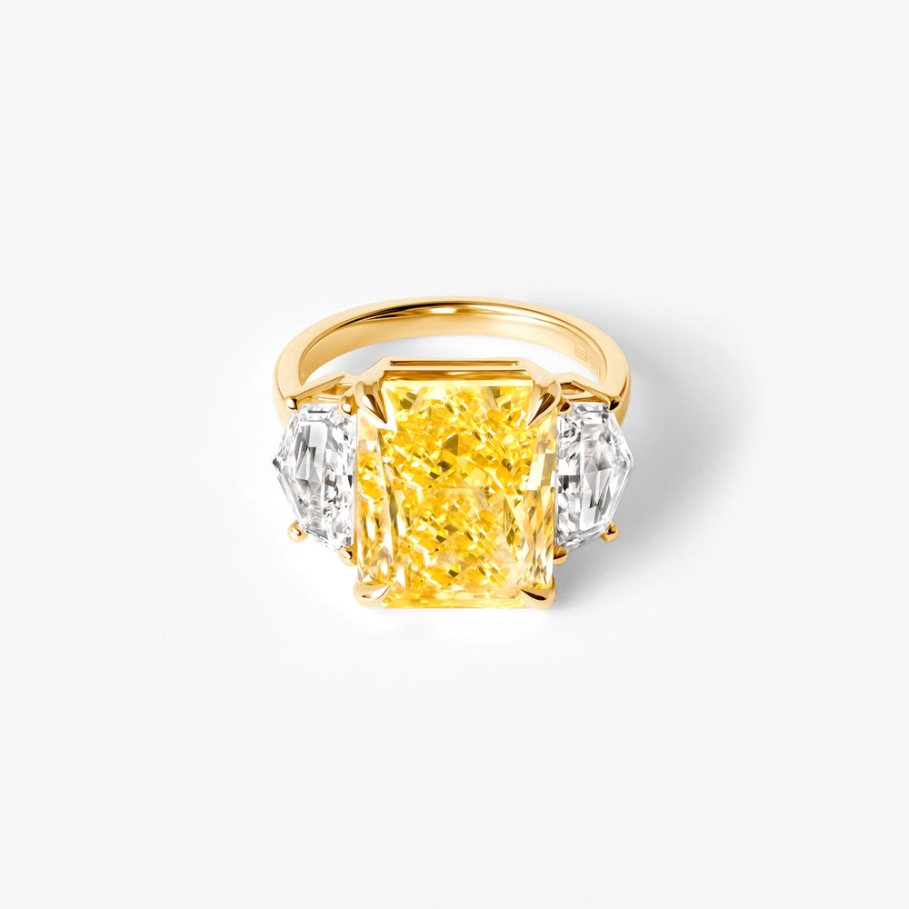 9.04CT Yellow Radiant Three Stone Engagement Ring