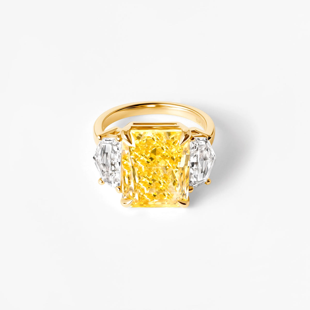 9.04CT Yellow Radiant Three Stone Engagement Ring