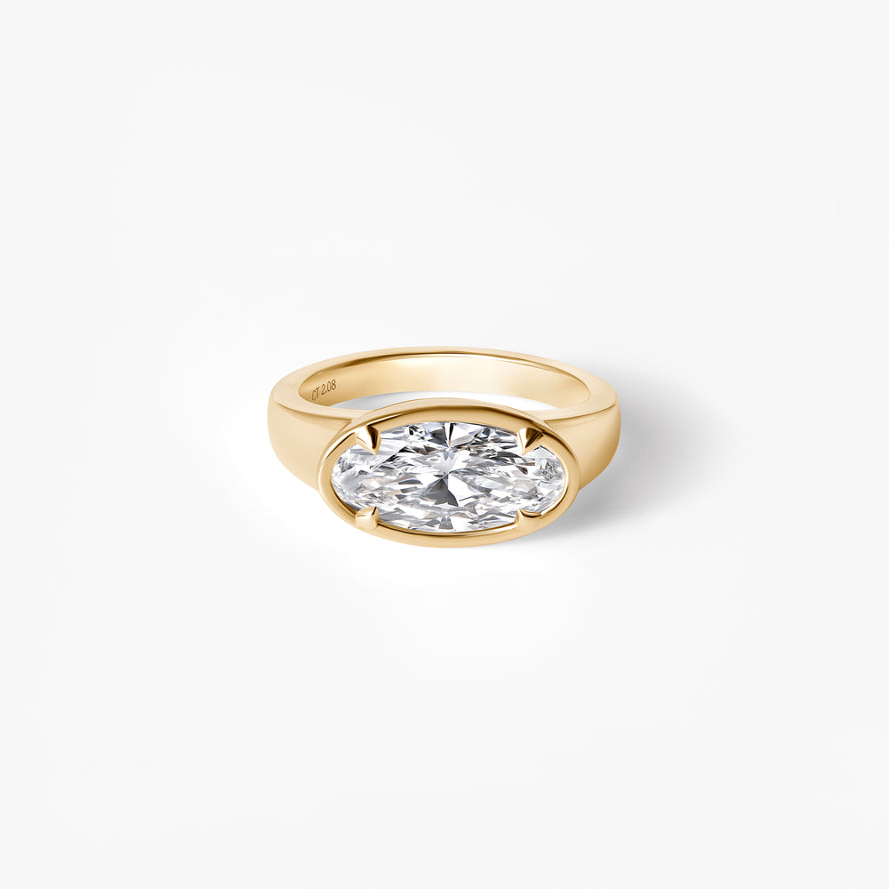 2.08CTW Oval East West Bezel Engagement Ring
