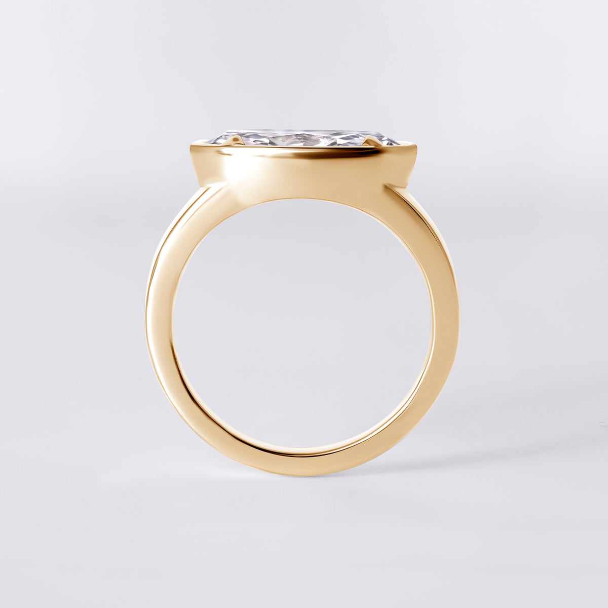Bespoke Oval (2.08CTW) East/West Bezel Ring, Yellow Gold