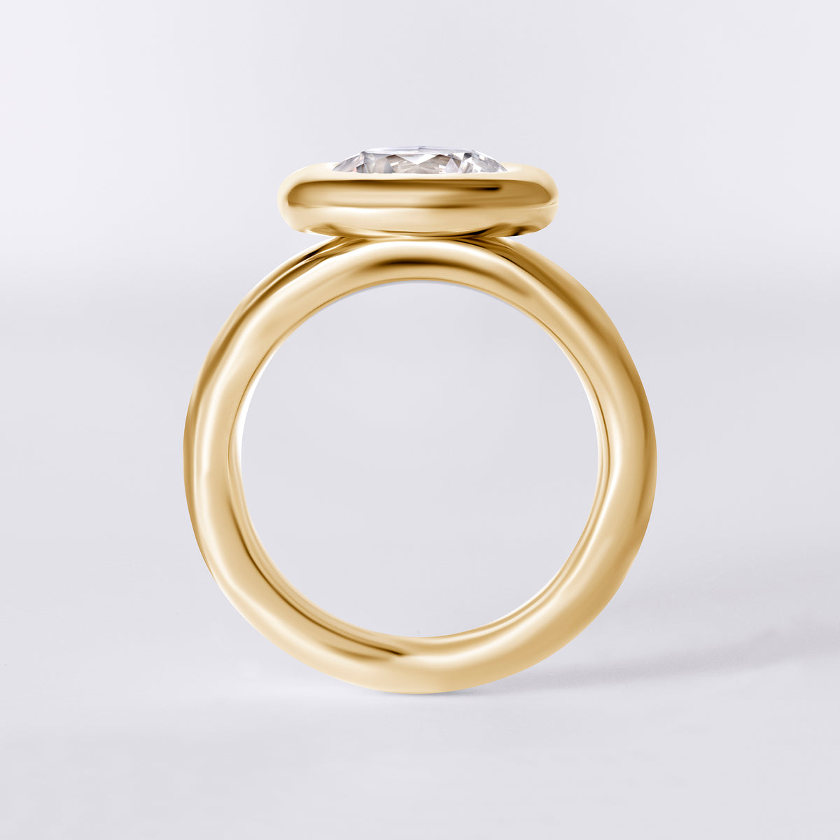 Bespoke Round (3.01CTW) Bezel Double Band Ring, Yellow Gold