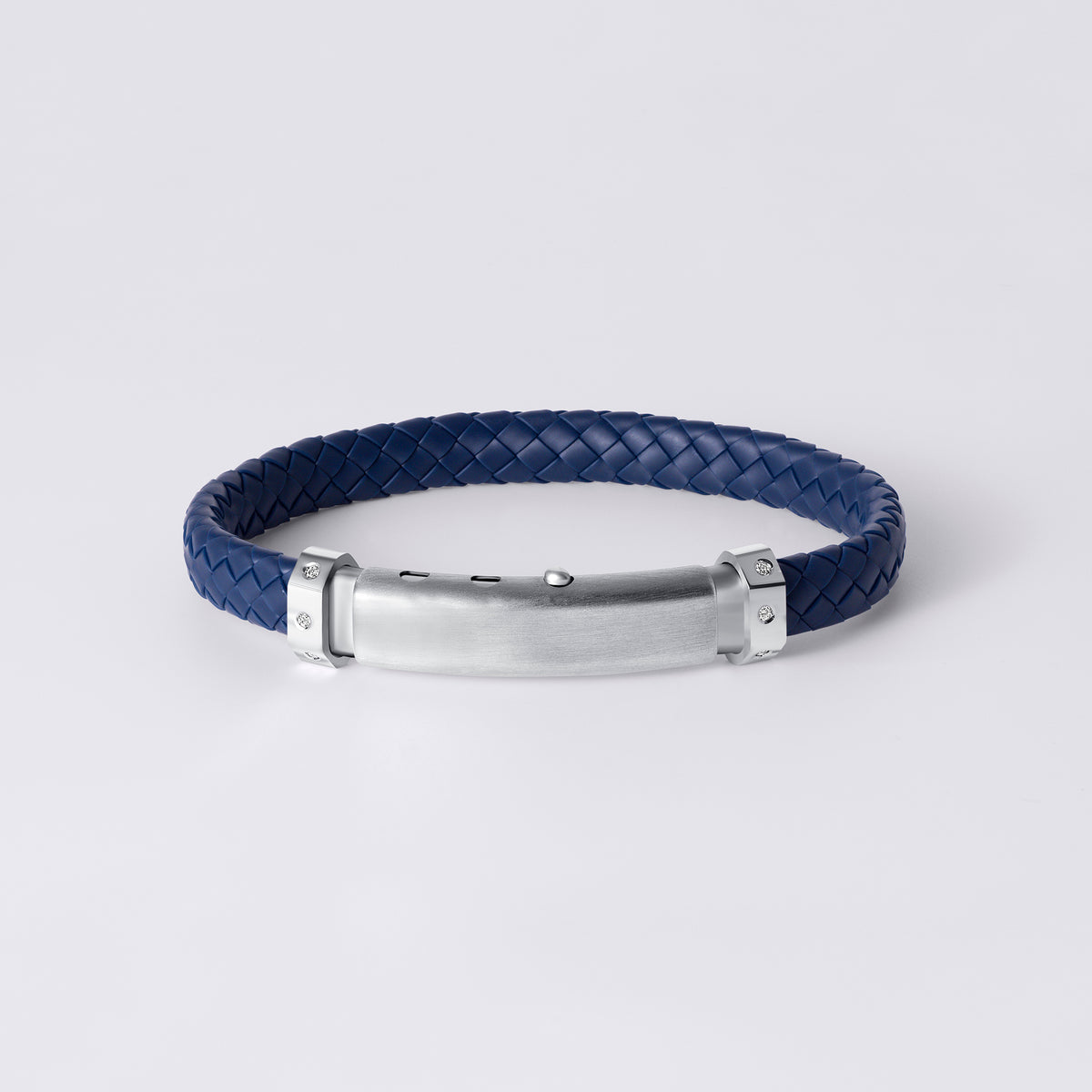 Natural Blue Rubber Bracelet, Stainless Steel
