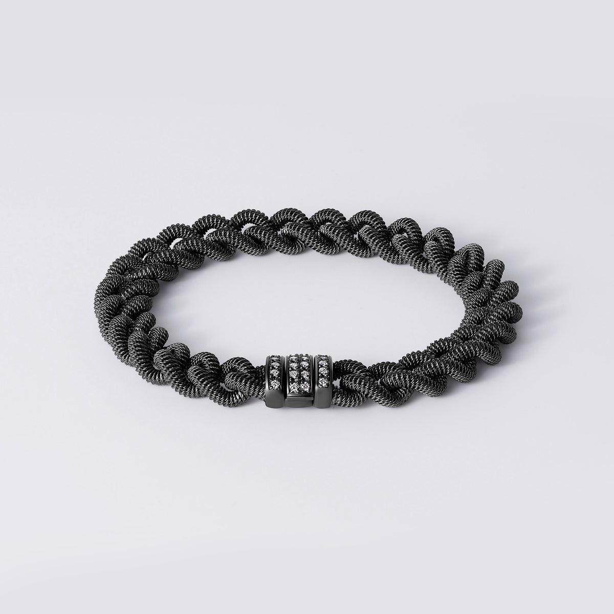 Black Rhodium Chain Link Bracelet, Sterling Silver