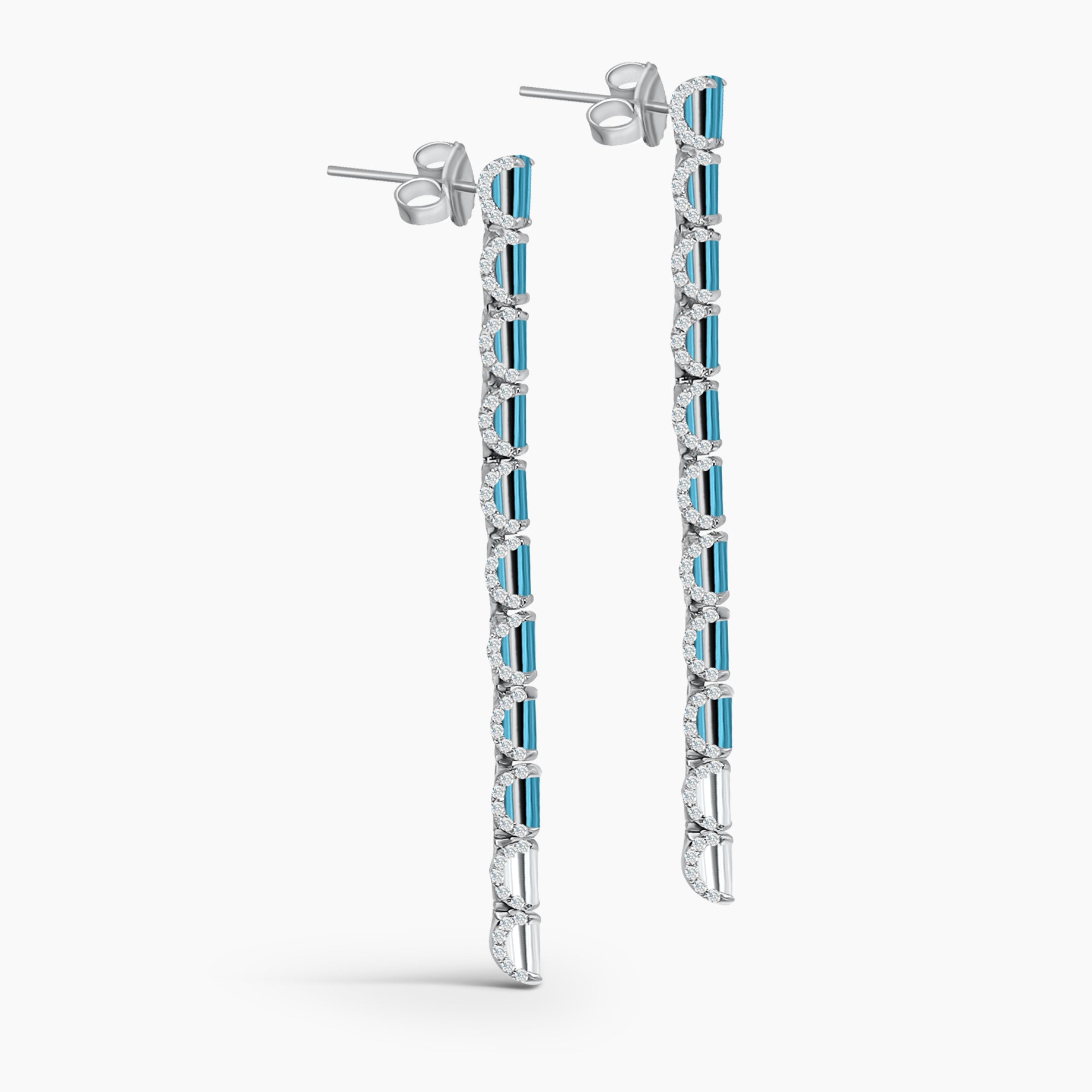 Blue Ombré Lab Diamond Linear Earring