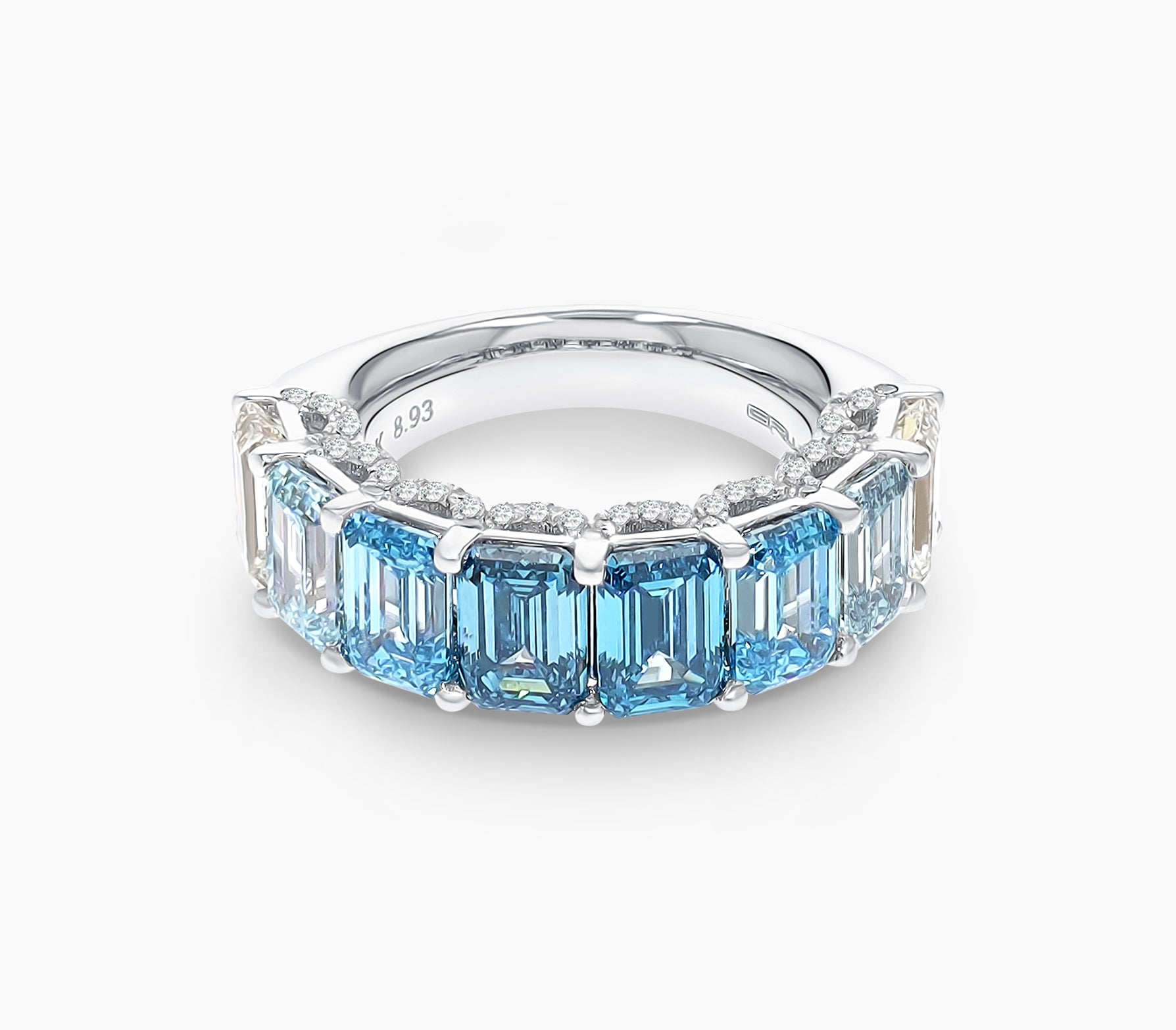 Blue Ombré Lab Diamond Half Anniversary Band