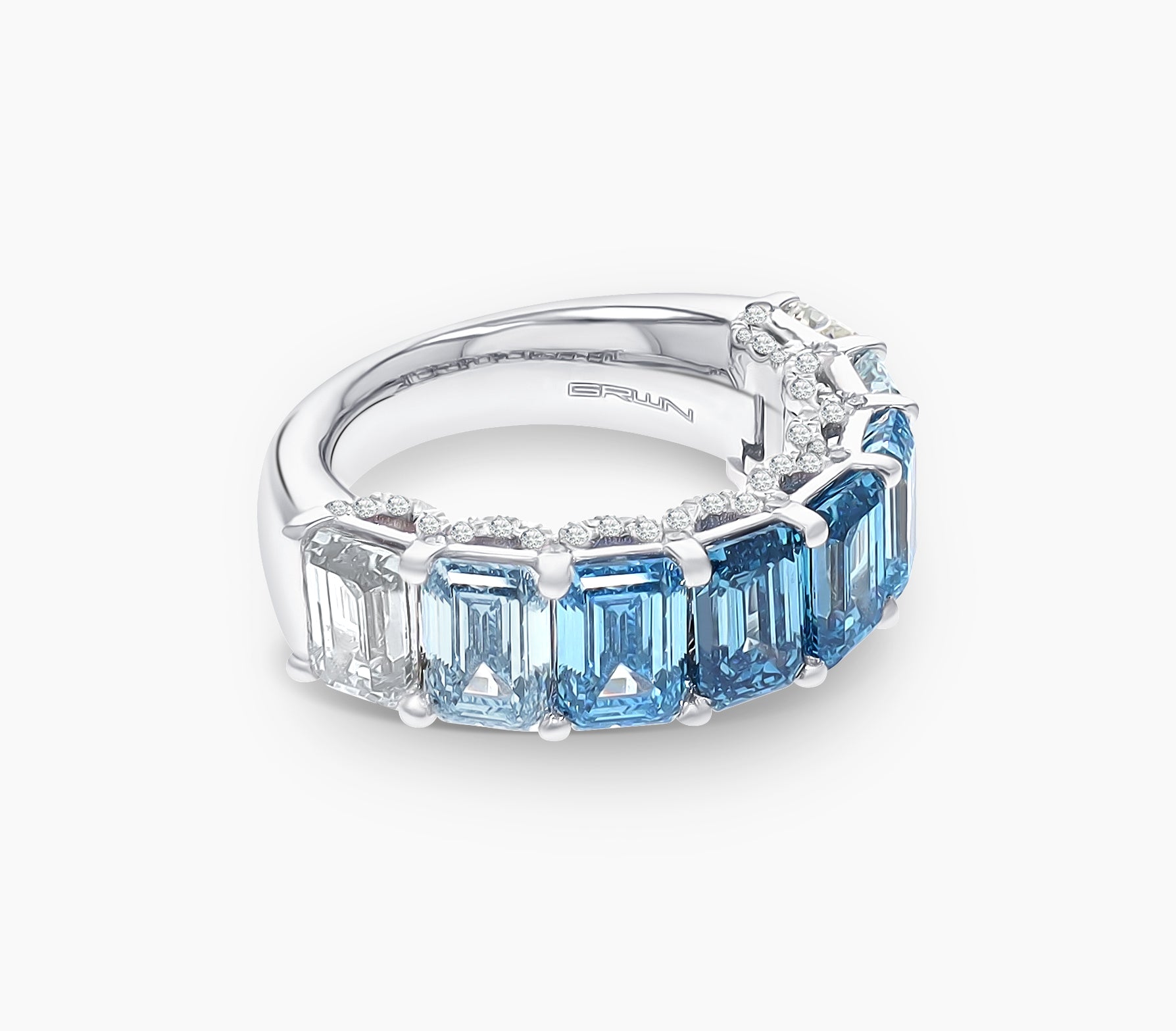 Blue Ombré Lab Diamond Half Anniversary Band