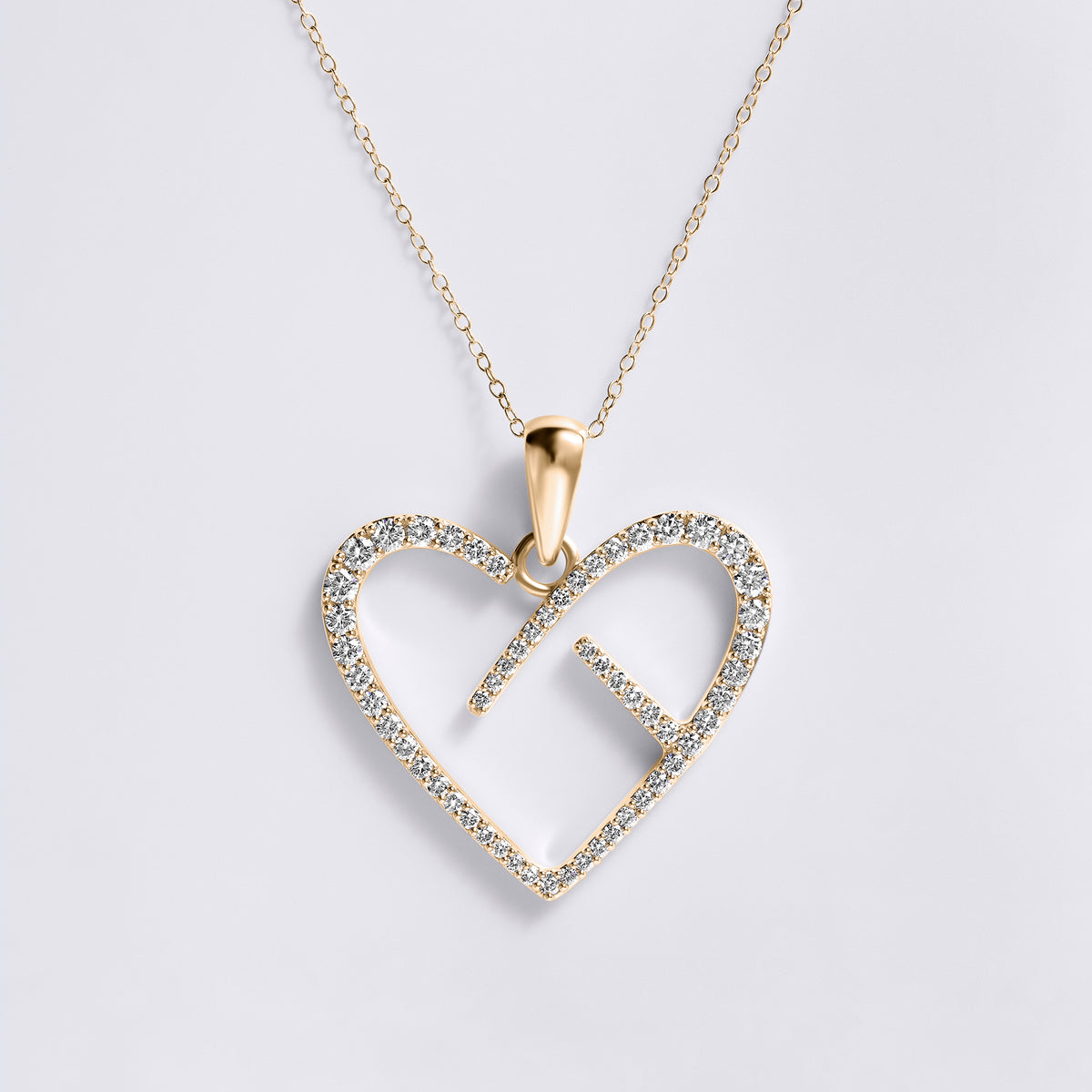 CoachArt 2CTW 18K Yellow Vermeil and Sterling Silver Diamond Heart Pendant (2CTW)