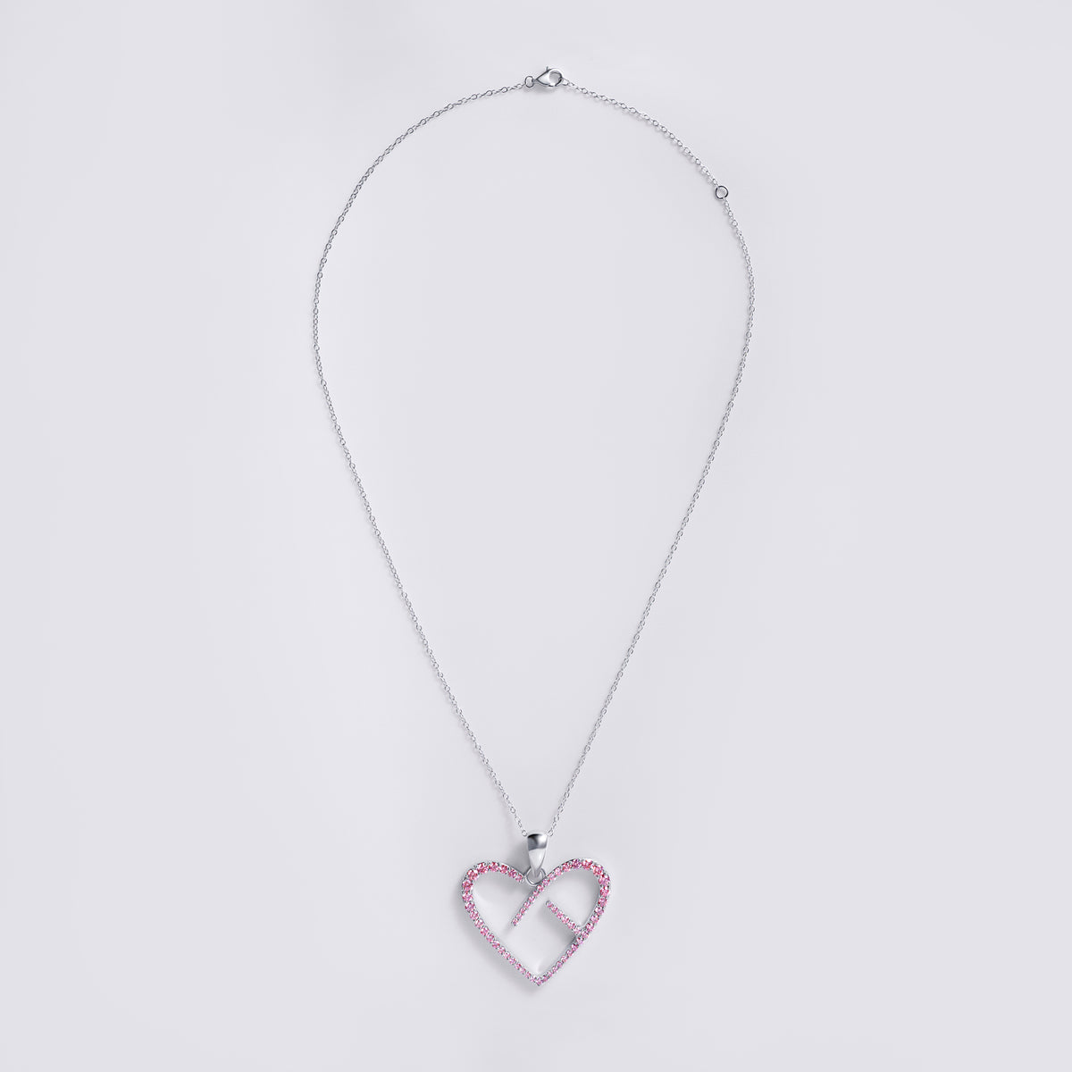 CoachArt Sterling Silver with Pink Lab Grown Diamond Heart Pendant (2CTW)