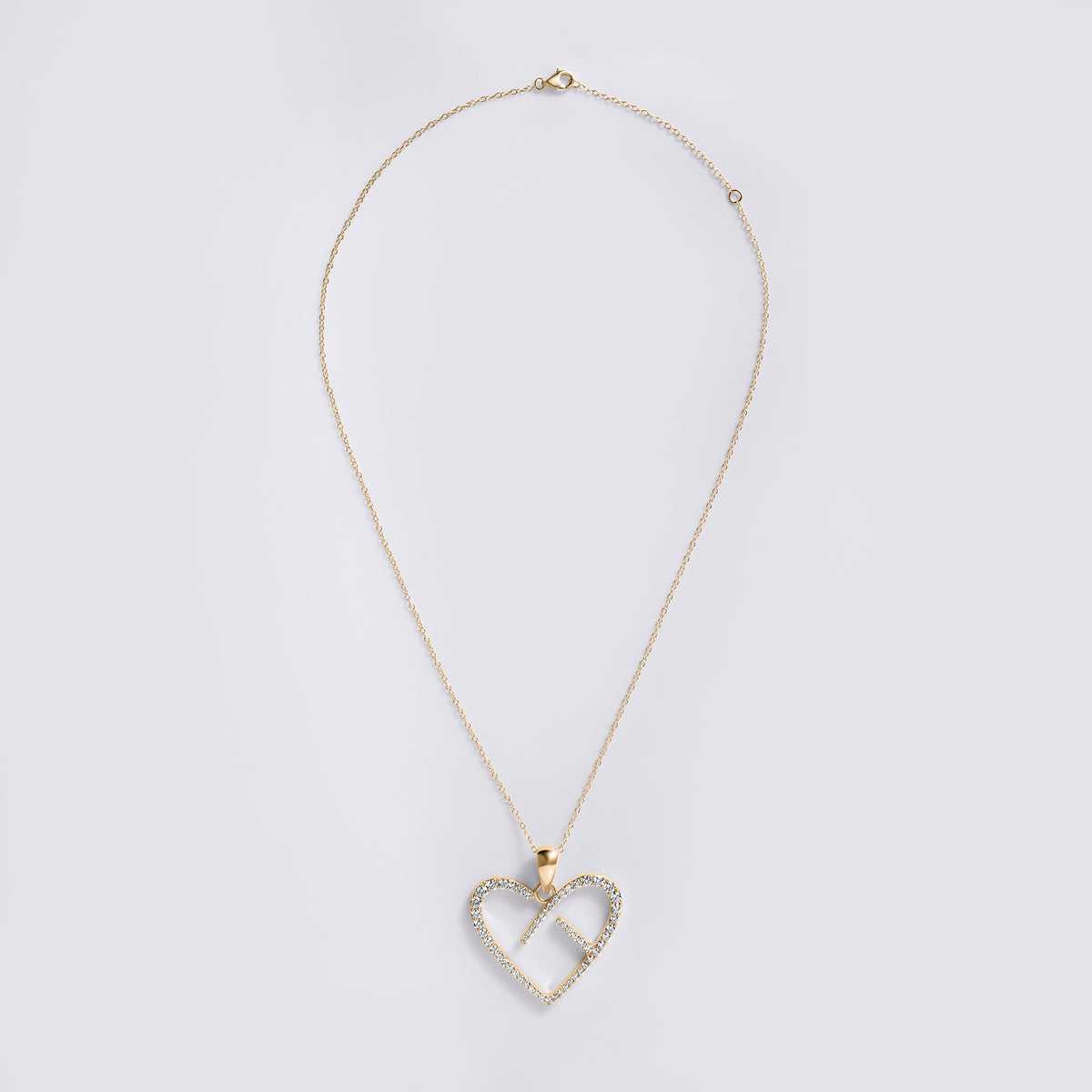 CoachArt 2CTW 18K Yellow Vermeil and Sterling Silver Diamond Heart Pendant (2CTW)