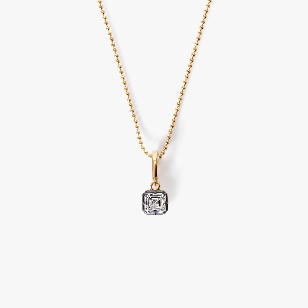 Asscher Diamond Black Rhodium Pendant