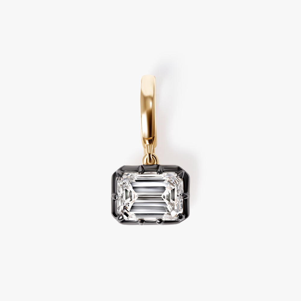 Emerald Diamond East/West Black Rhodium Pendant